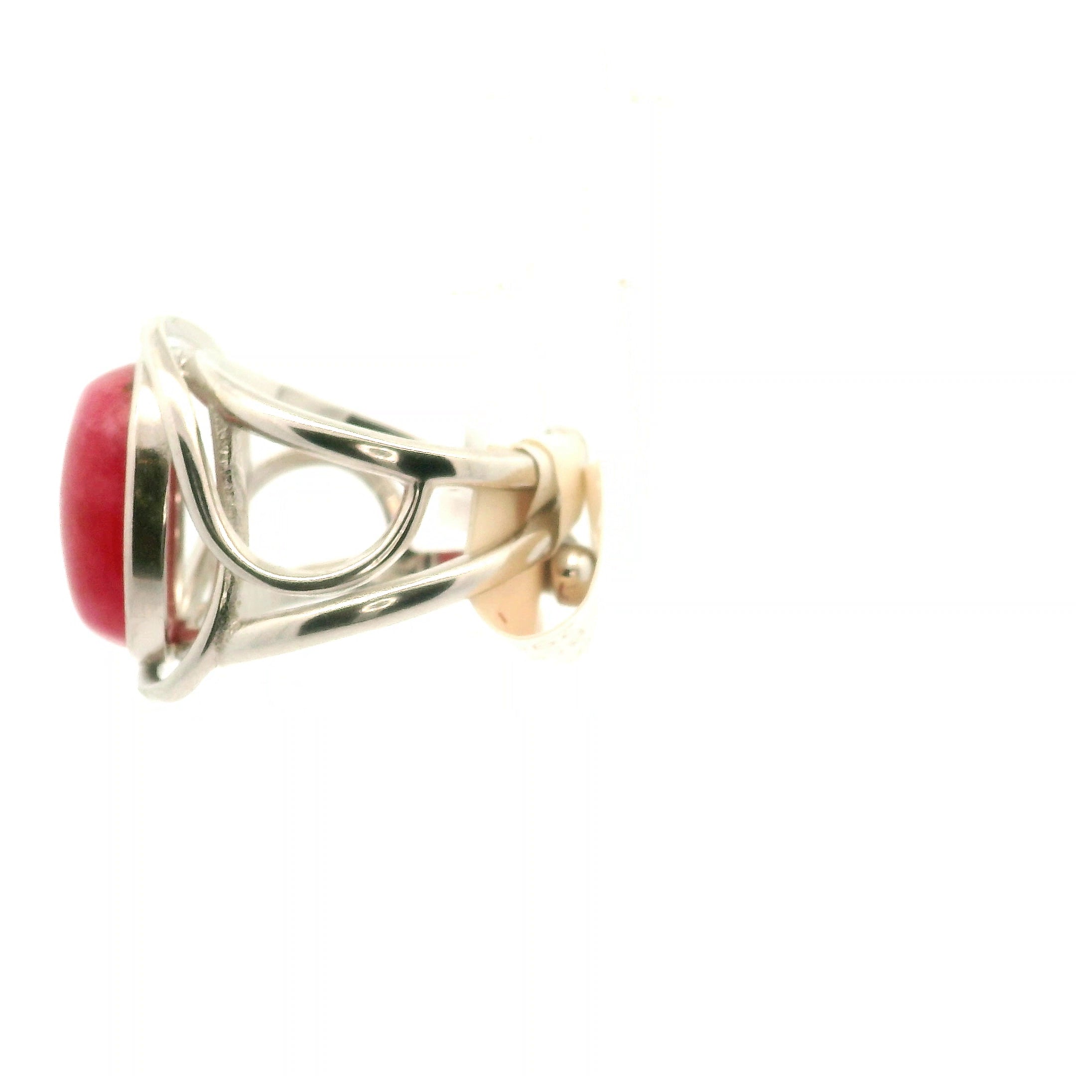 Gemmy Rhodonite Finger Cuff Adjustable Ring .925 Silver for Loving Yourself and Enhancing your Self-Worth