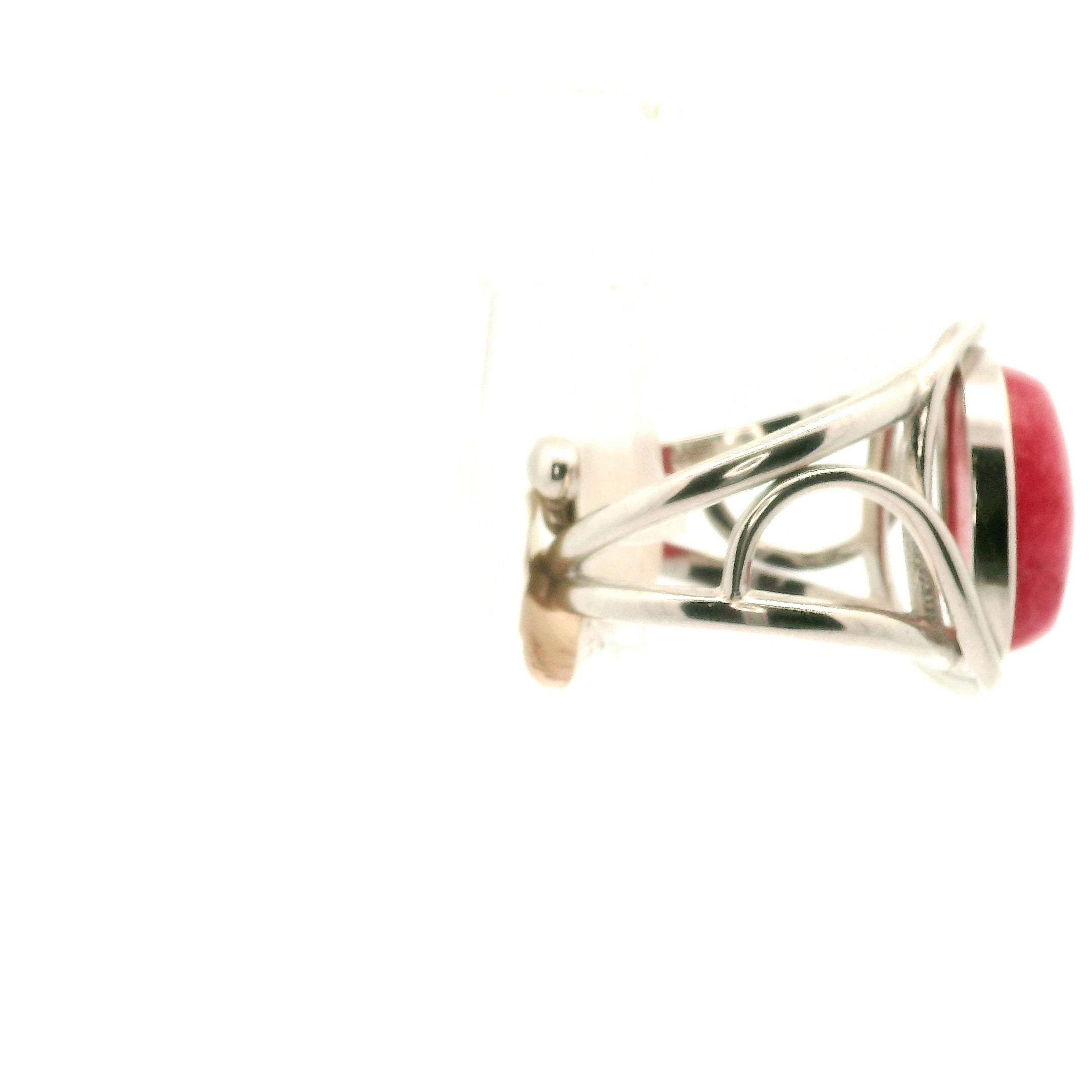 Gemmy Rhodonite Finger Cuff Adjustable Ring .925 Silver for Loving Yourself and Enhancing your Self-Worth