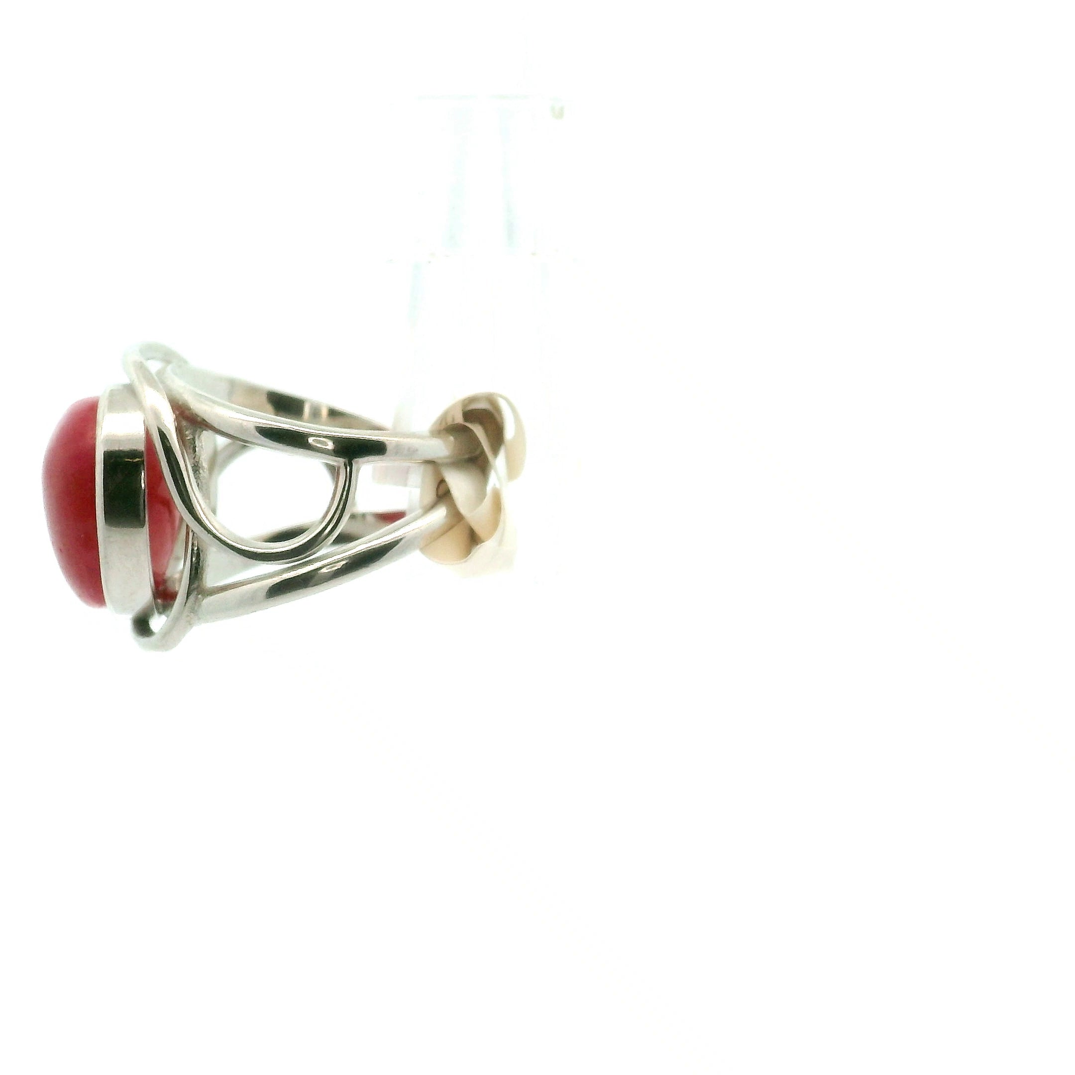 Gemmy Rhodonite Finger Cuff Adjustable Ring .925 Silver for Loving Yourself and Enhancing your Self-Worth