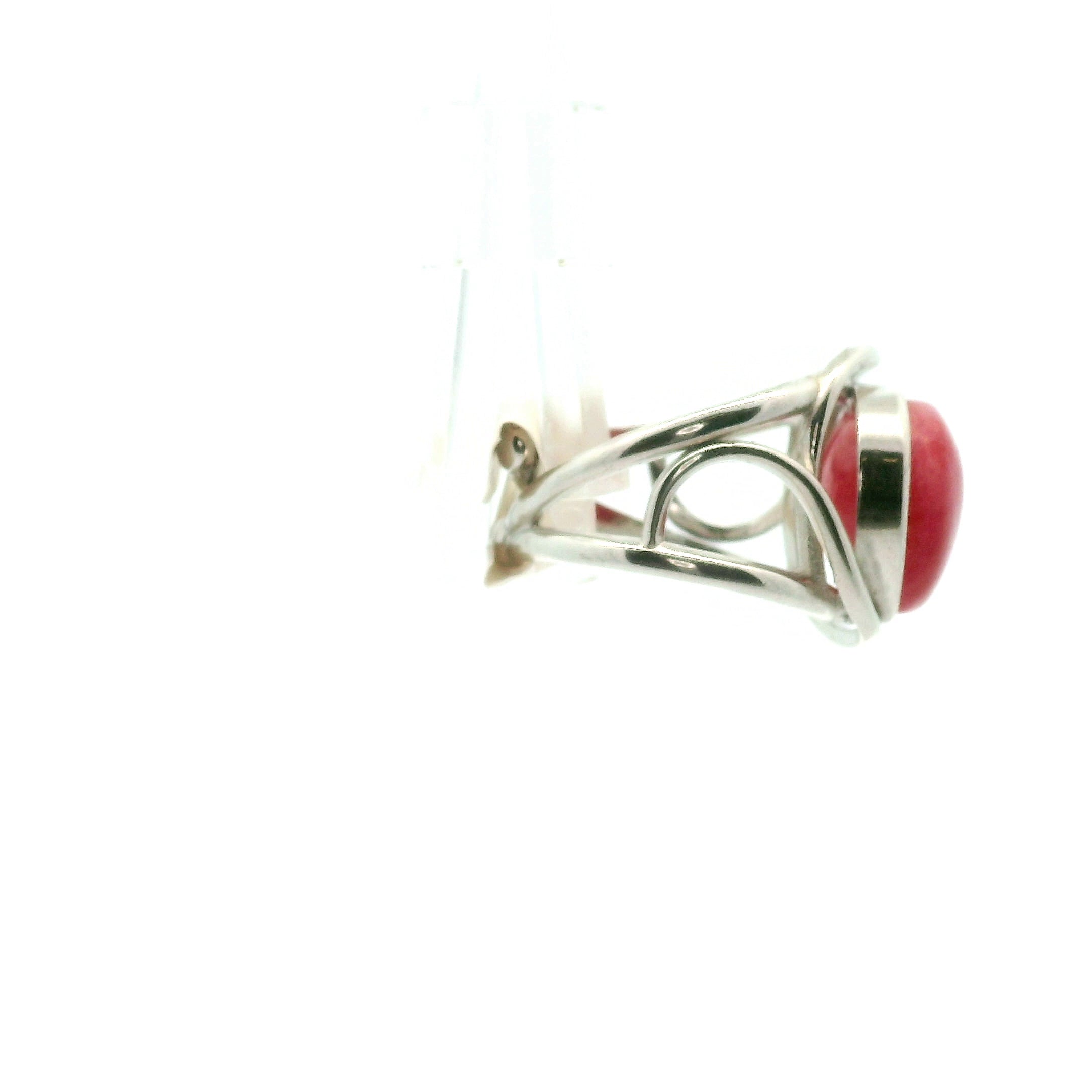 Gemmy Rhodonite Finger Cuff Adjustable Ring .925 Silver for Loving Yourself and Enhancing your Self-Worth
