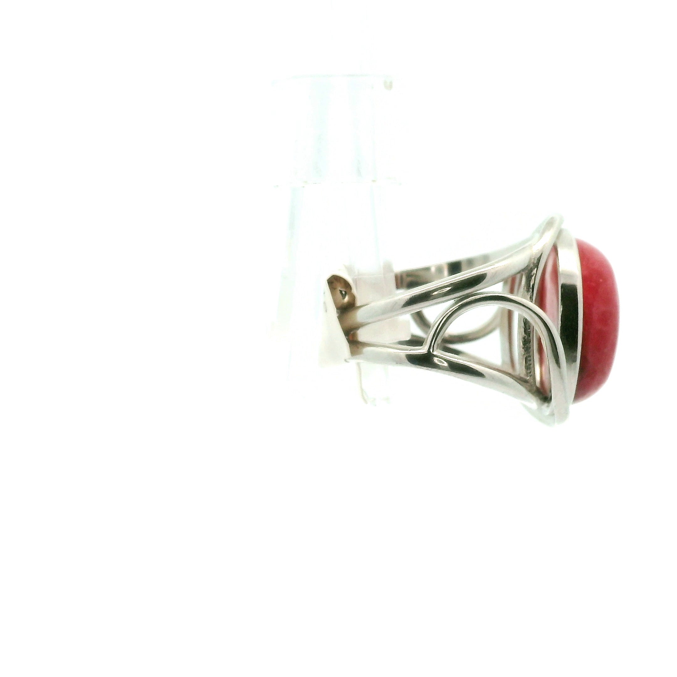 Gemmy Rhodonite Finger Cuff Adjustable Ring .925 Silver for Loving Yourself and Enhancing your Self-Worth