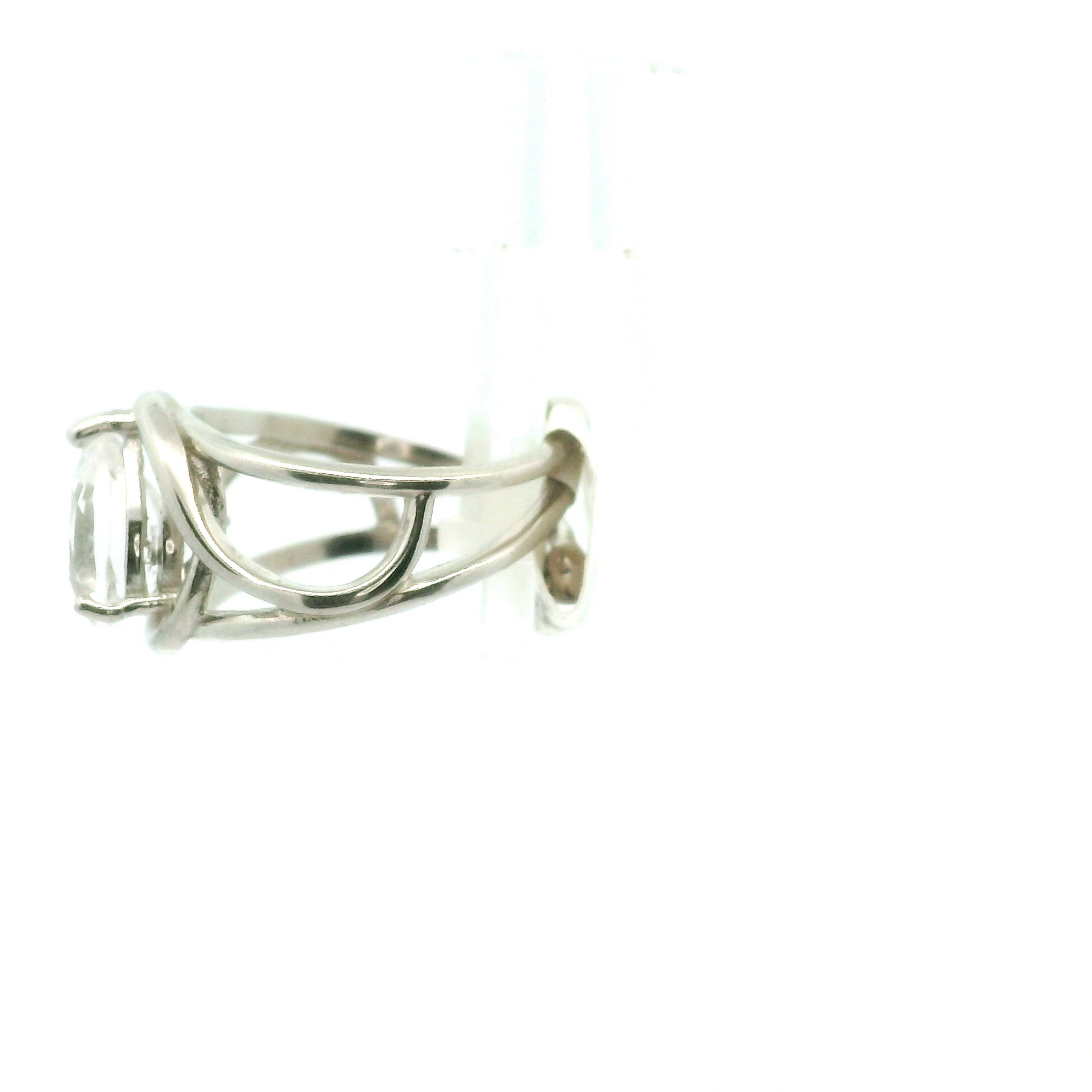 Danburite Faceted Cuff Ring .925 Silver for Connection with Higher Realms, Peace and Self Acceptance