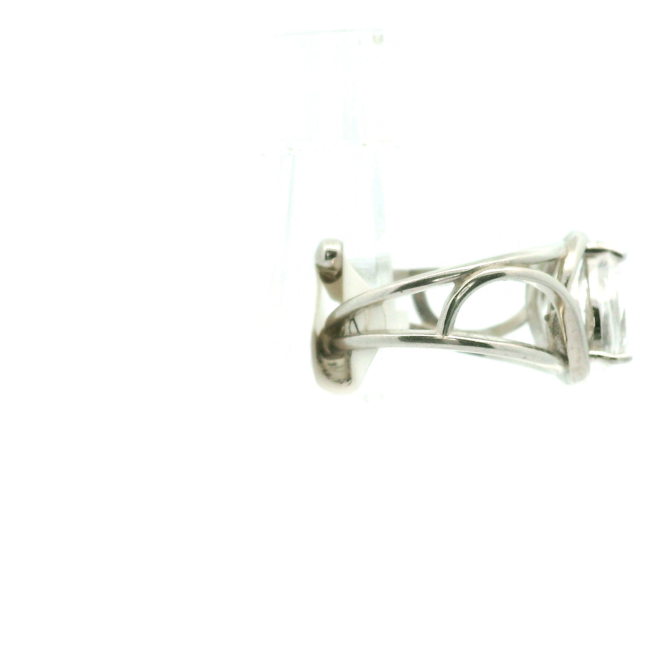 Danburite Faceted Cuff Ring .925 Silver for Connection with Higher Realms, Peace and Self Acceptance