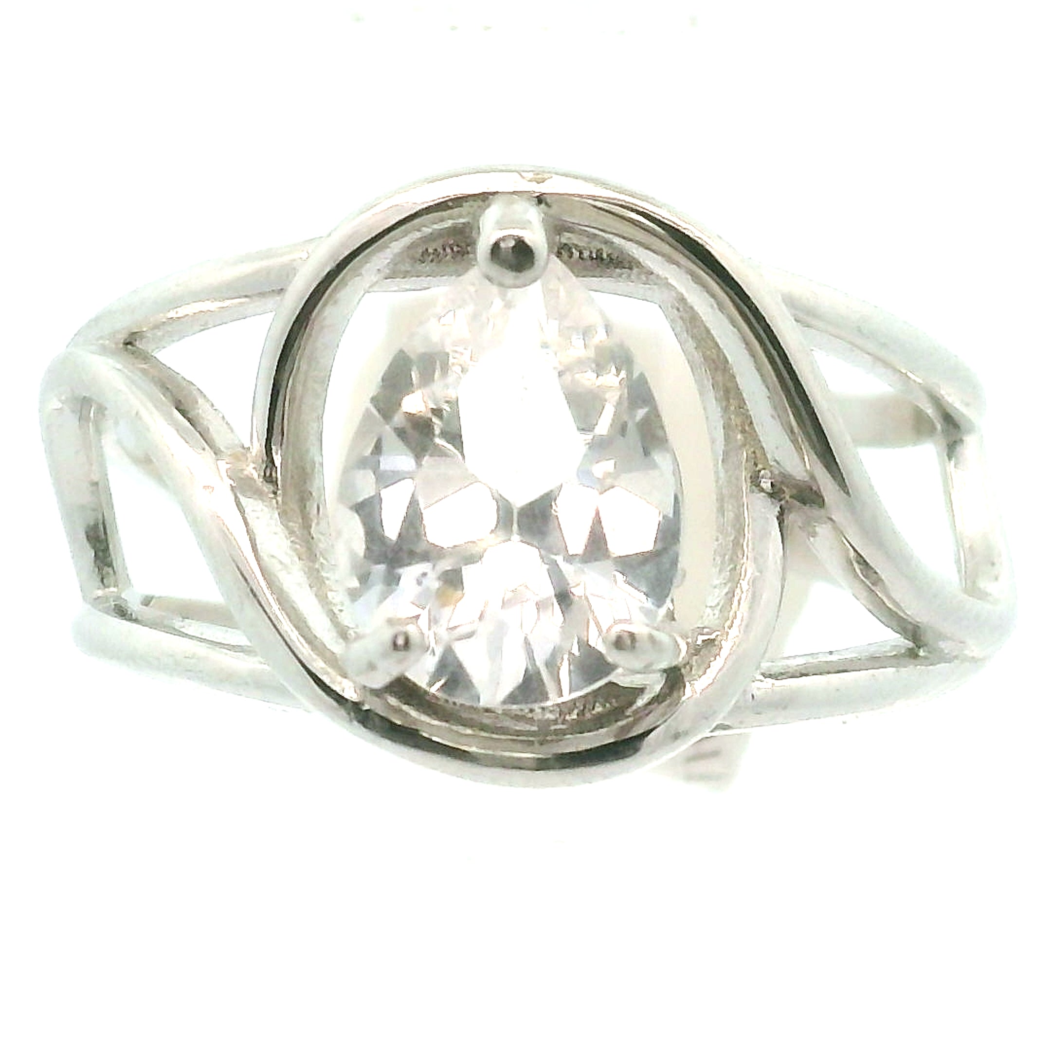 Danburite Faceted Cuff Ring .925 Silver for Connection with Higher Realms, Peace and Self Acceptance