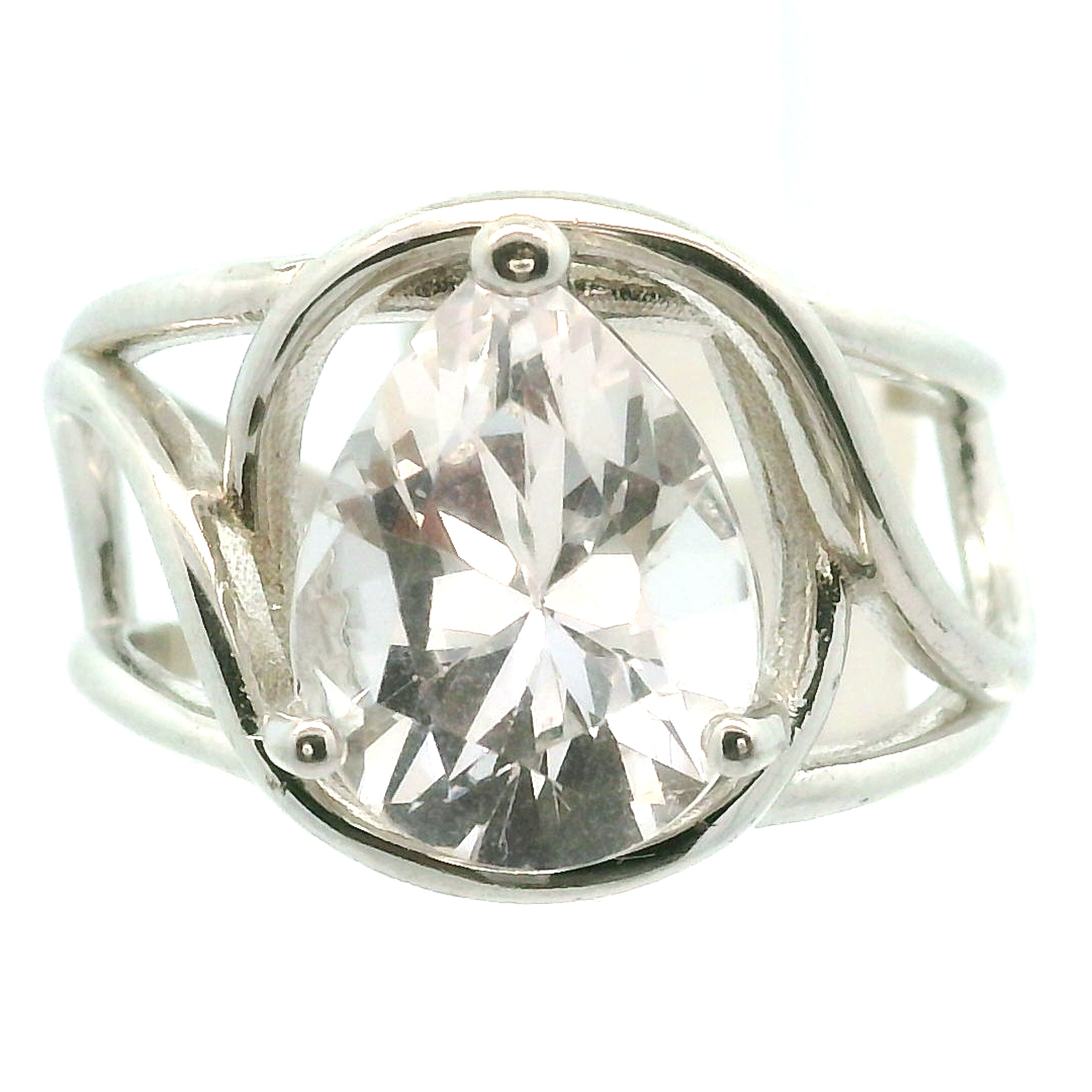 Danburite Faceted Cuff Ring .925 Silver for Connection with Higher Realms, Peace and Self Acceptance