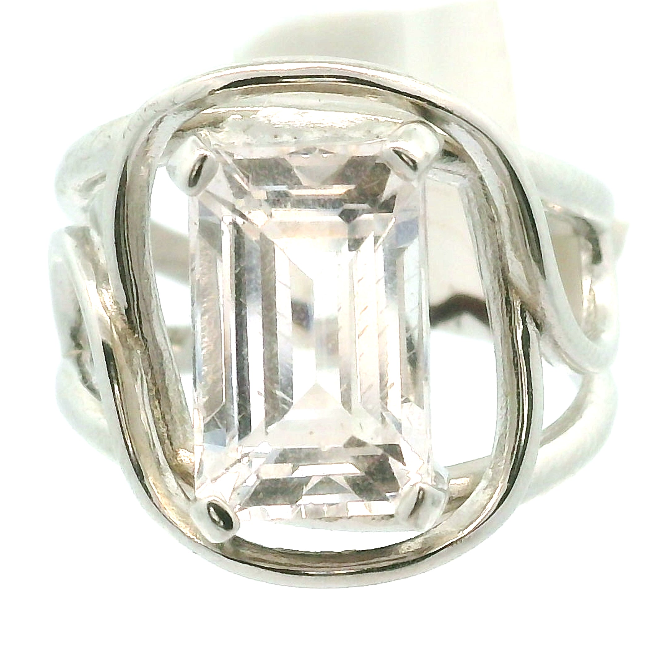 Danburite Faceted Cuff Ring .925 Silver for Connection with Higher Realms, Peace and Self Acceptance