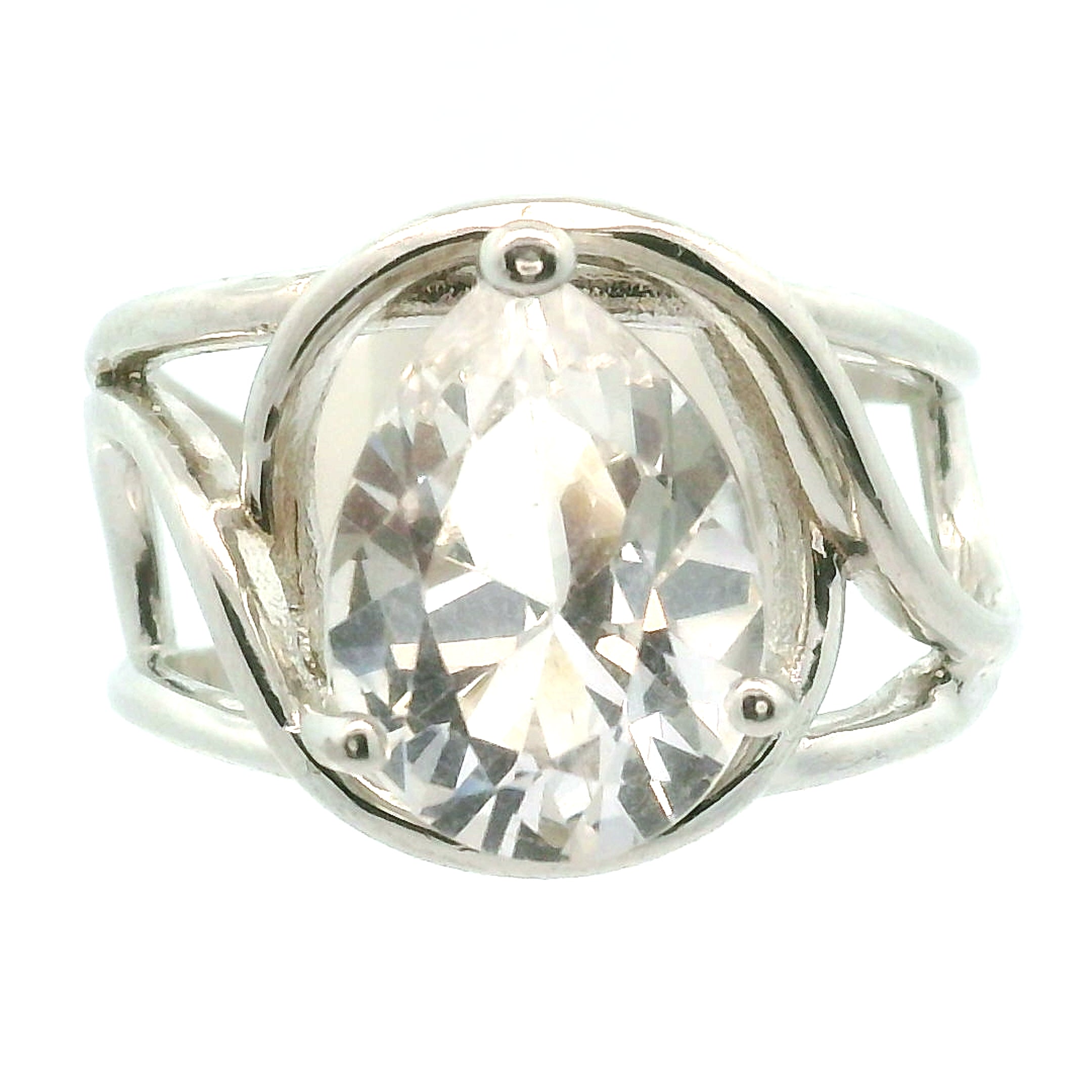 Danburite Faceted Cuff Ring .925 Silver for Connection with Higher Realms, Peace and Self Acceptance