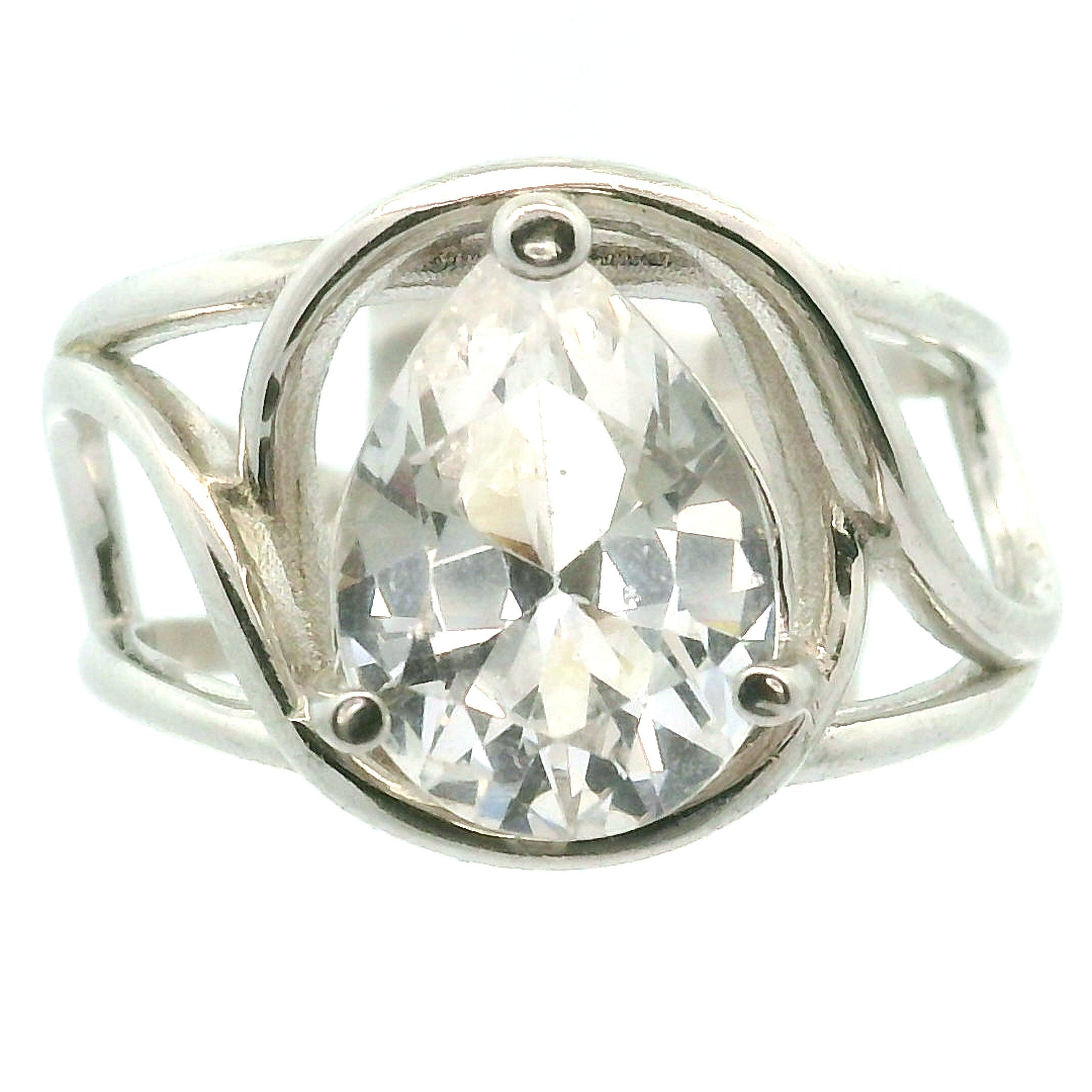 Danburite Faceted Cuff Ring .925 Silver for Connection with Higher Realms, Peace and Self Acceptance
