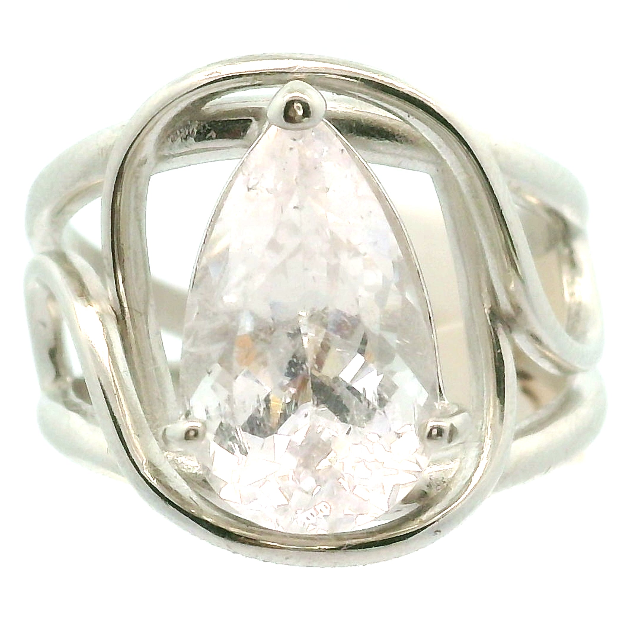 Danburite Faceted Cuff Ring .925 Silver for Connection with Higher Realms, Peace and Self Acceptance