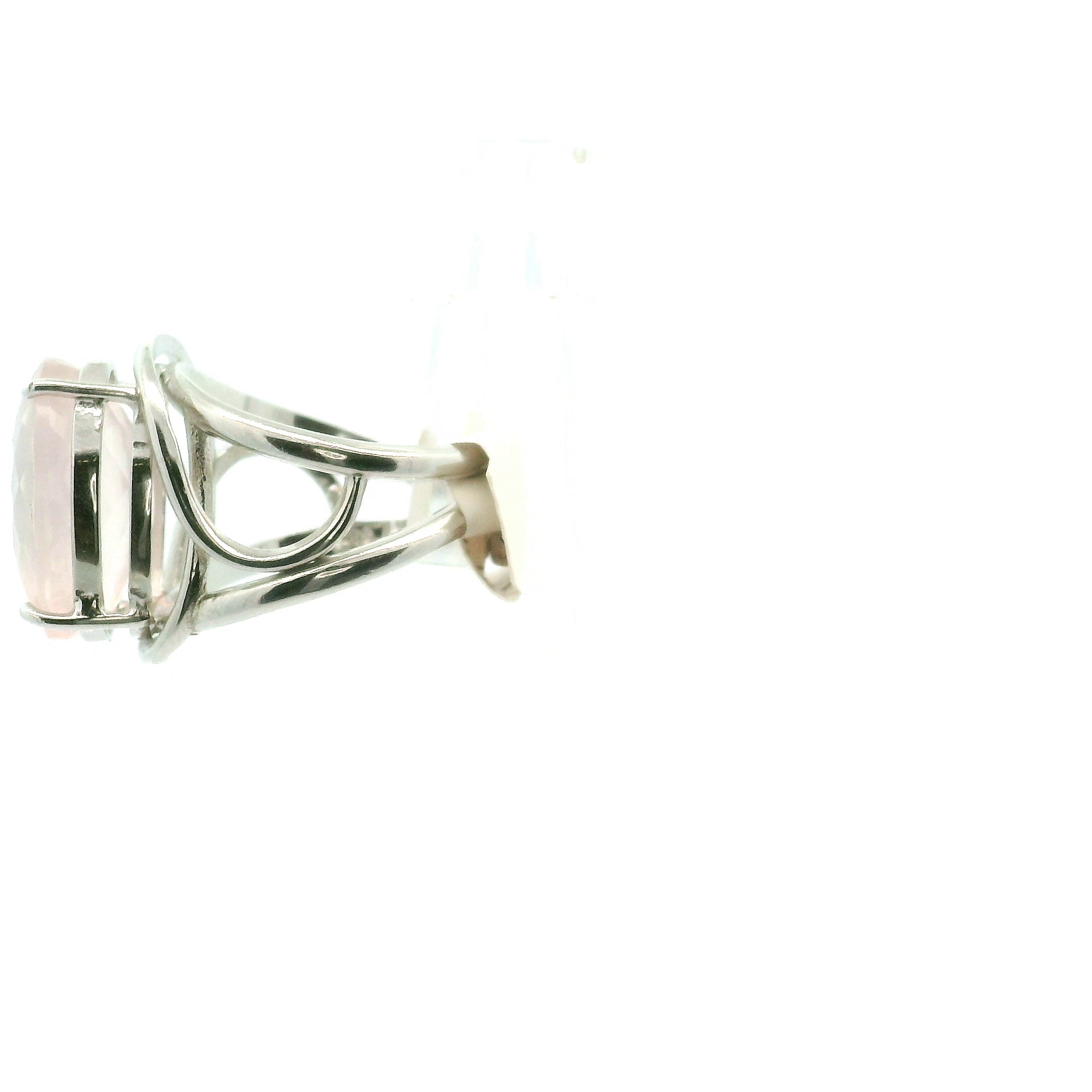Rose Quartz Finger Cuff Adjustable Ring .925 Silver for Compassion and Self Love