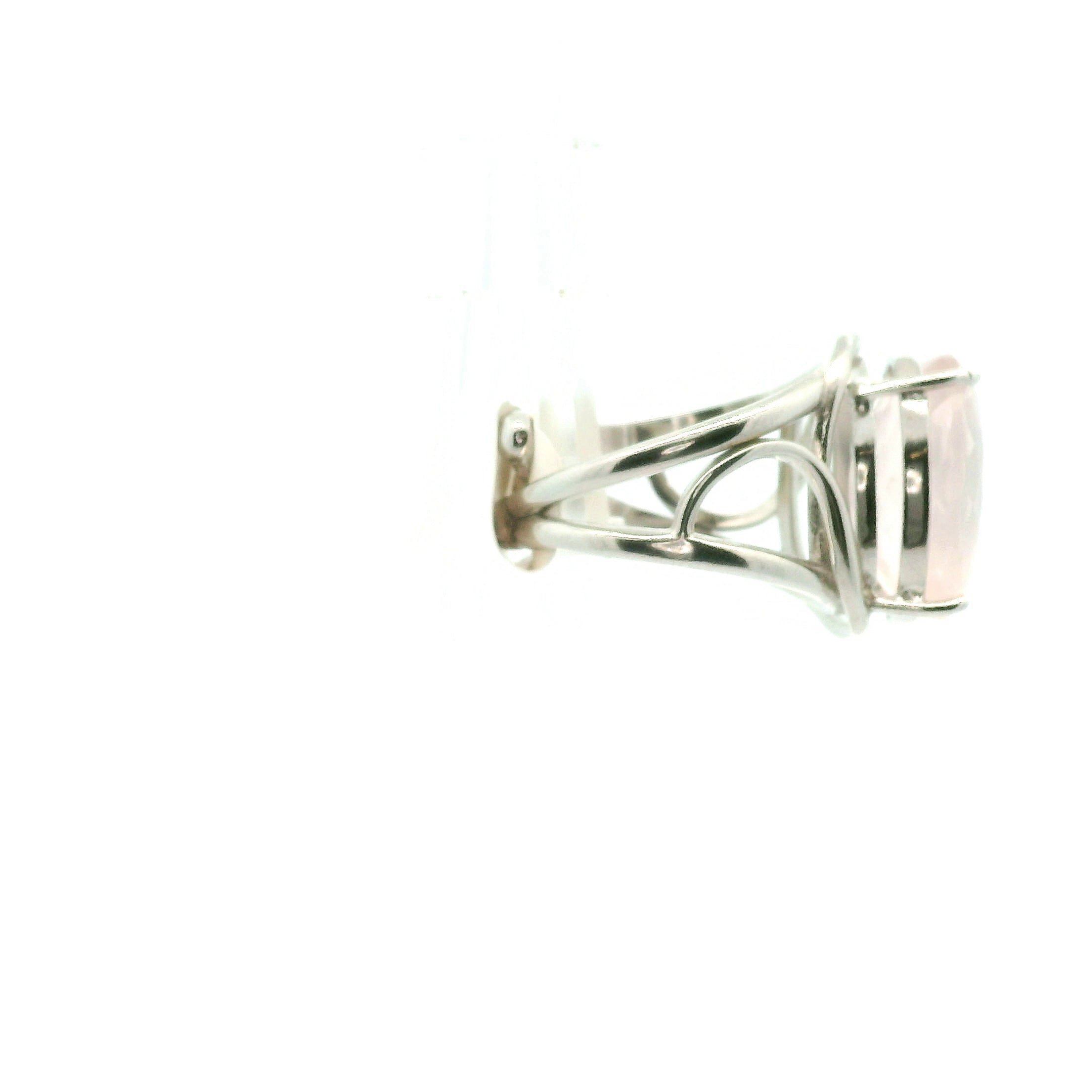 Rose Quartz Finger Cuff Adjustable Ring .925 Silver for Compassion and Self Love