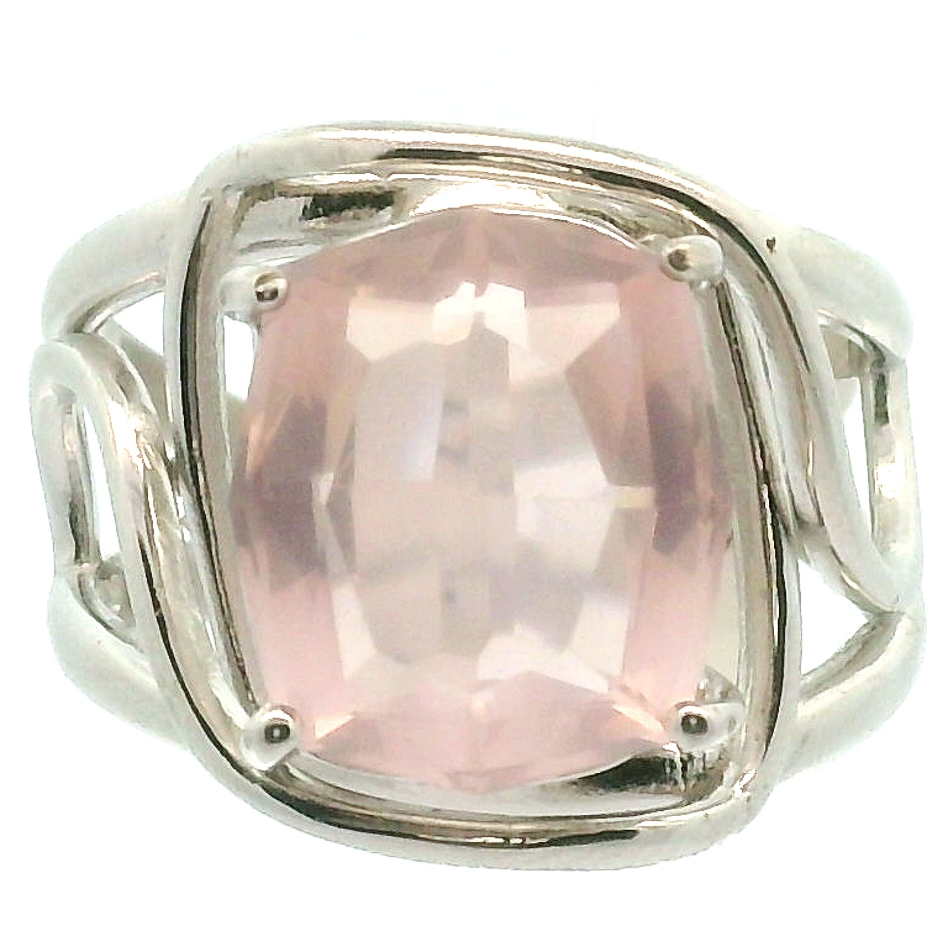 Rose Quartz Finger Cuff Adjustable Ring .925 Silver for Compassion and Self Love