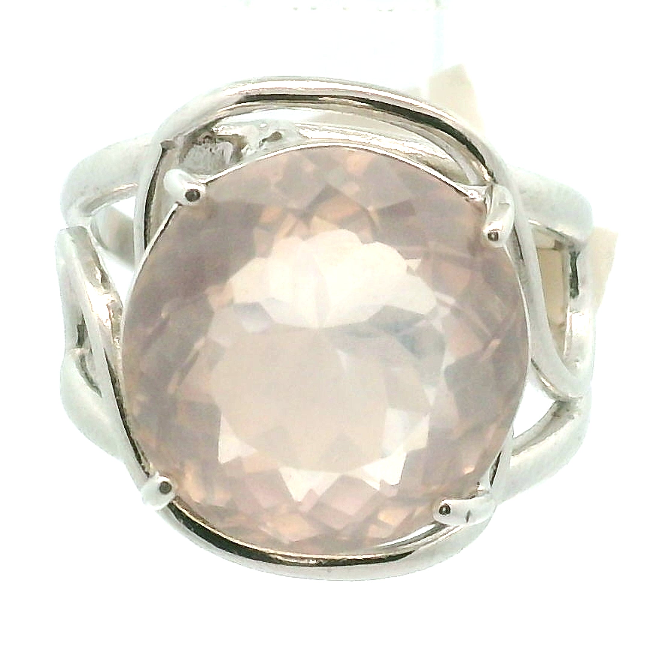 Rose Quartz Finger Cuff Adjustable Ring .925 Silver for Compassion and Self Love