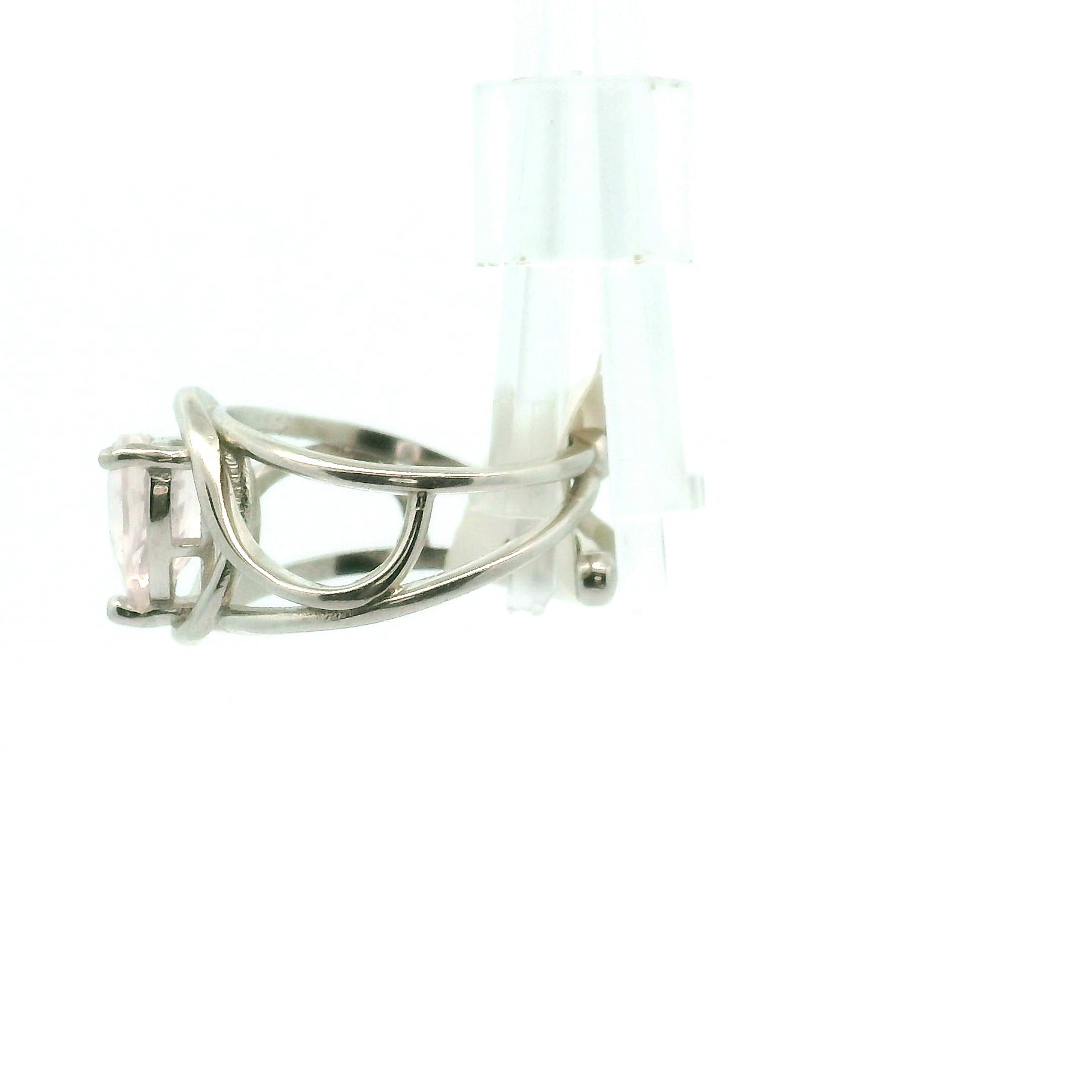 Rose Quartz Heart Adjustable Ring .925 Silver for Compassion, Love and Healing