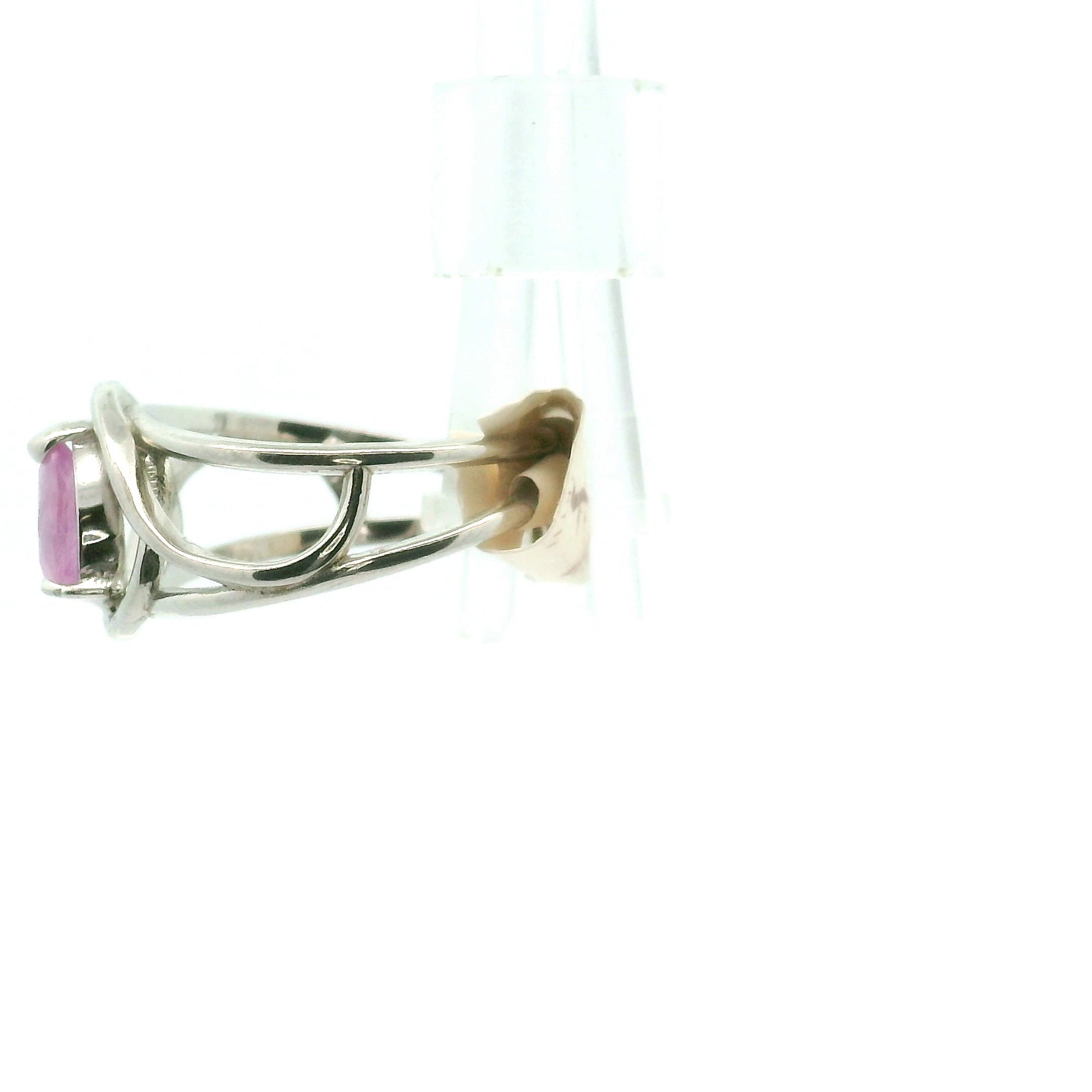 Opalescent Pink Sapphire Cuff Adjustable Ring .925 Silver