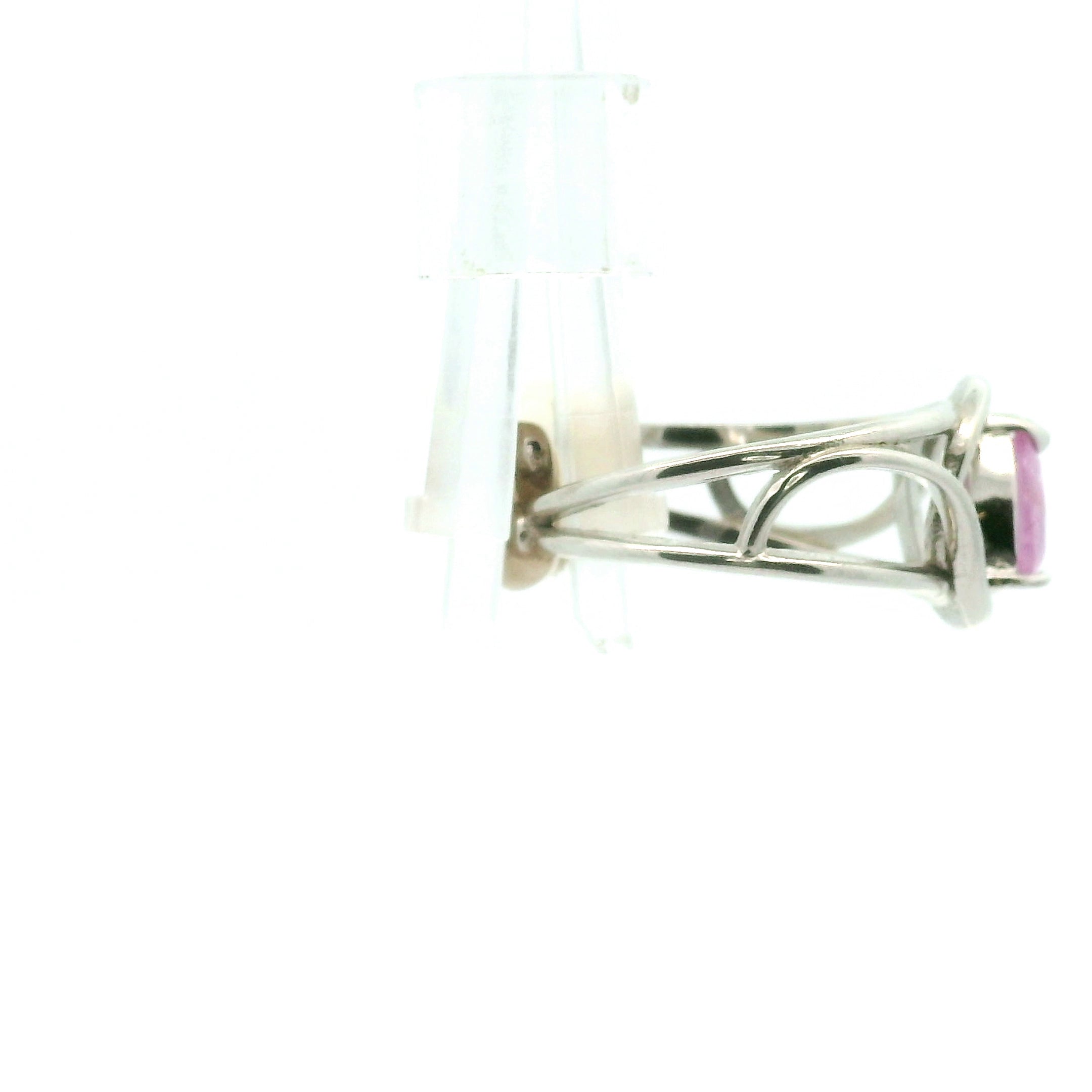 Opalescent Pink Sapphire Cuff Adjustable Ring .925 Silver