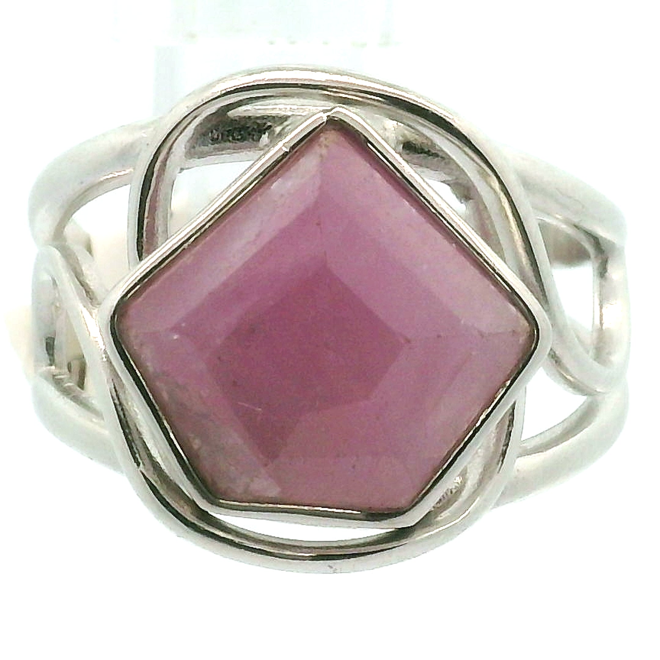 Pink Sapphire Finger Cuff Adjustable Ring .925 Silver