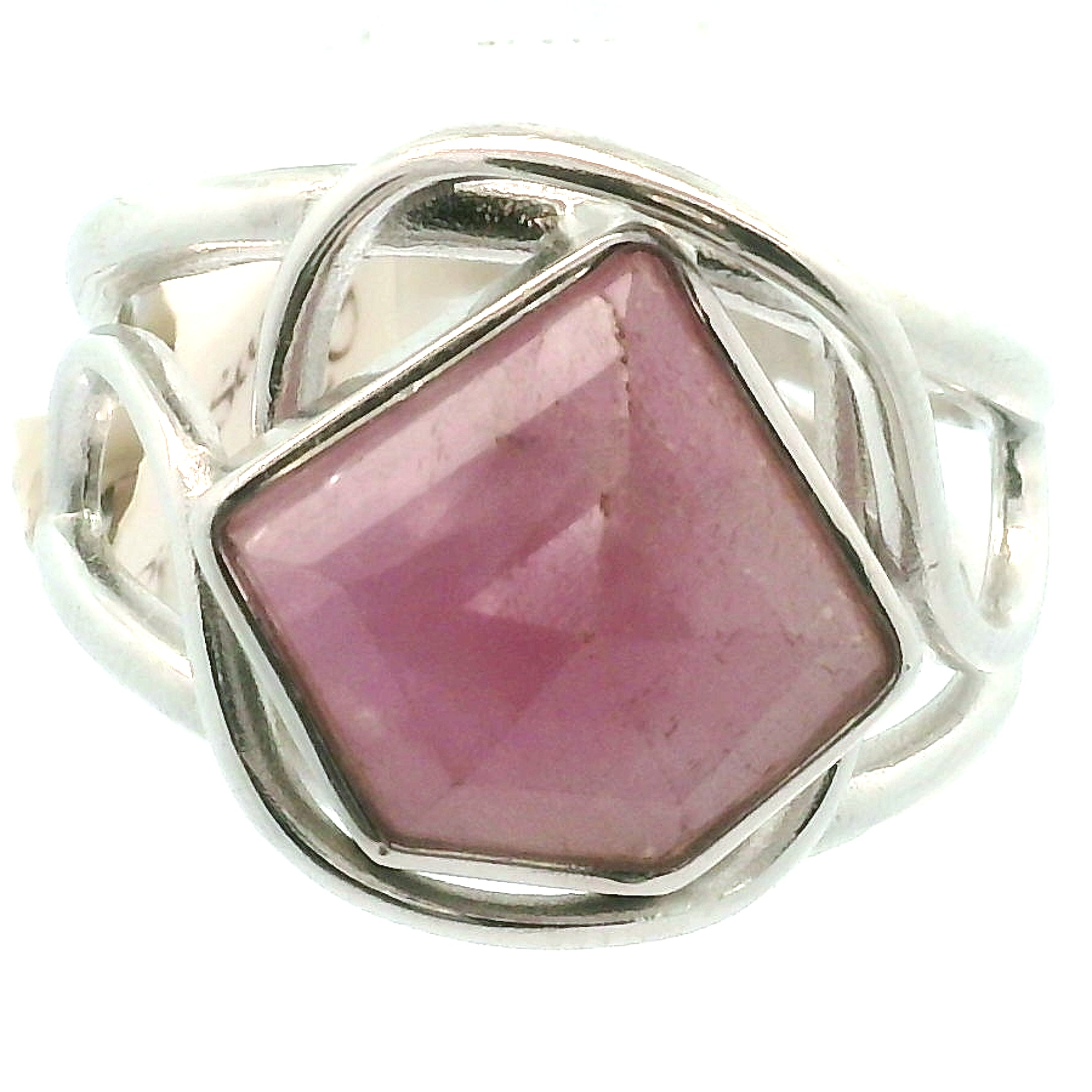 Pink Sapphire Finger Cuff Adjustable Ring .925 Silver