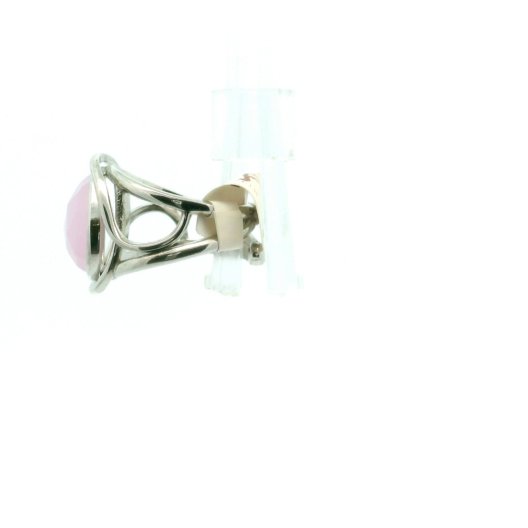Pink Chalcedony Finger Cuff Adjustable Ring .925 Silver for Healing and Harmonizing your Relationships
