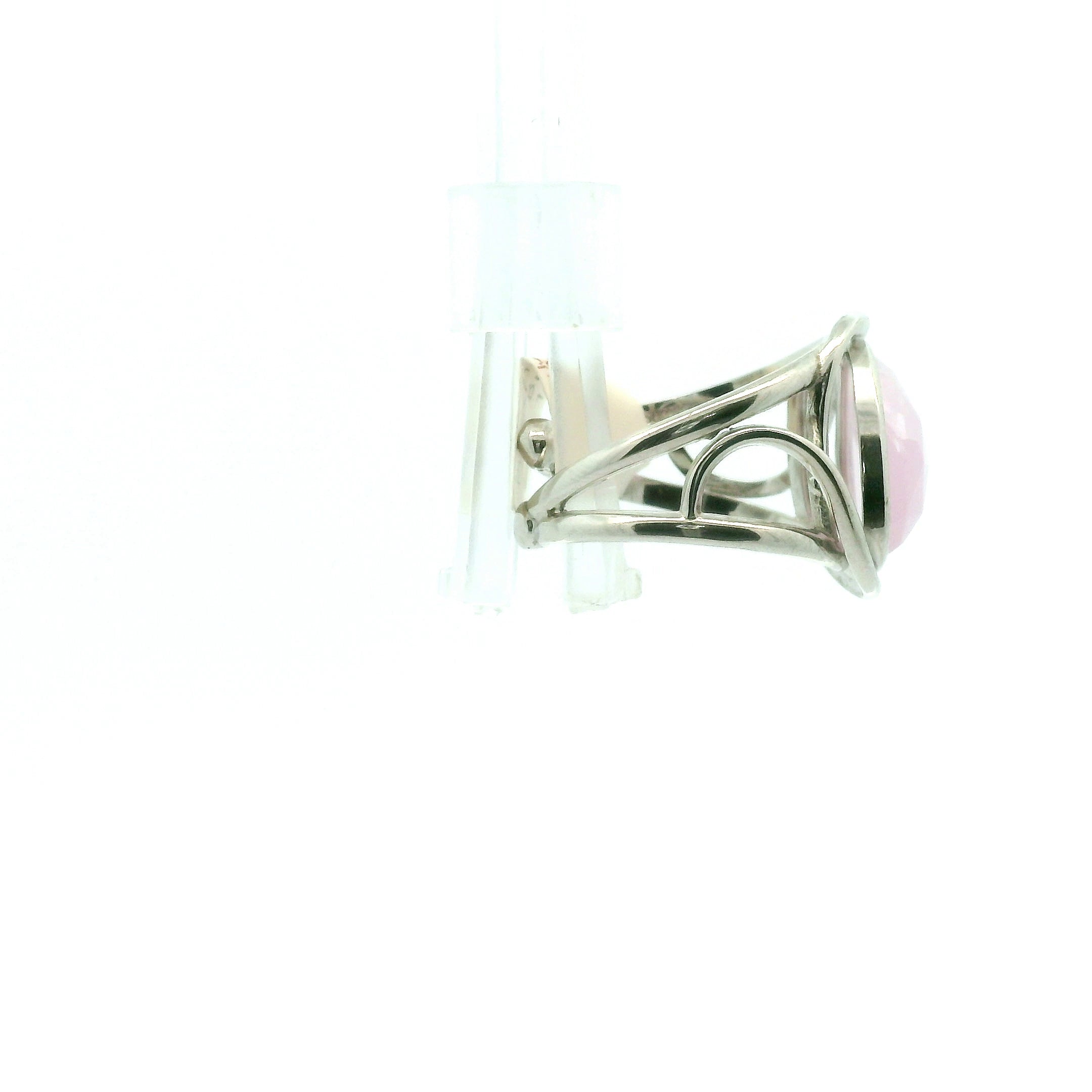 Pink Chalcedony Finger Cuff Adjustable Ring .925 Silver for Healing and Harmonizing your Relationships