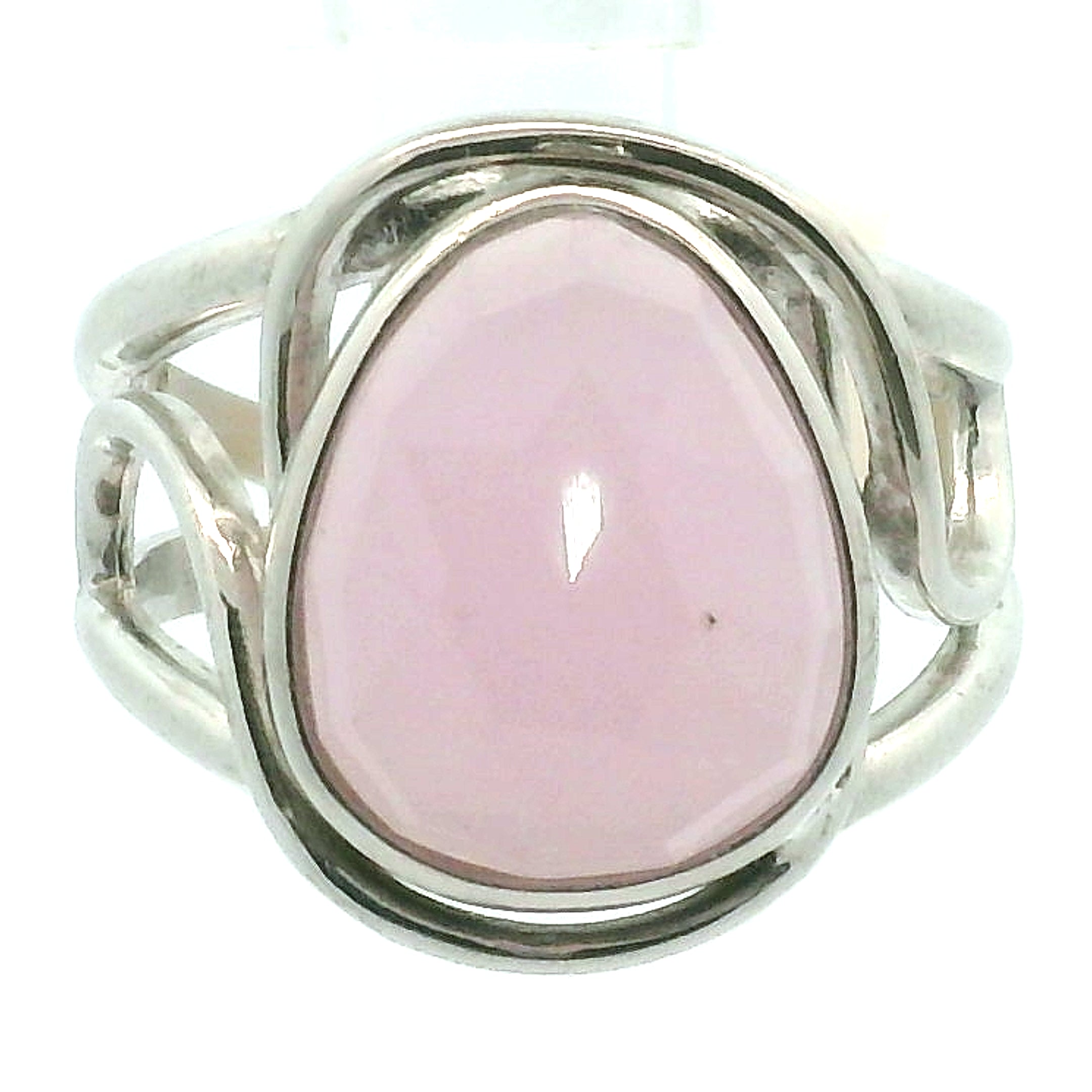 Pink Chalcedony Finger Cuff Adjustable Ring .925 Silver for Healing and Harmonizing your Relationships