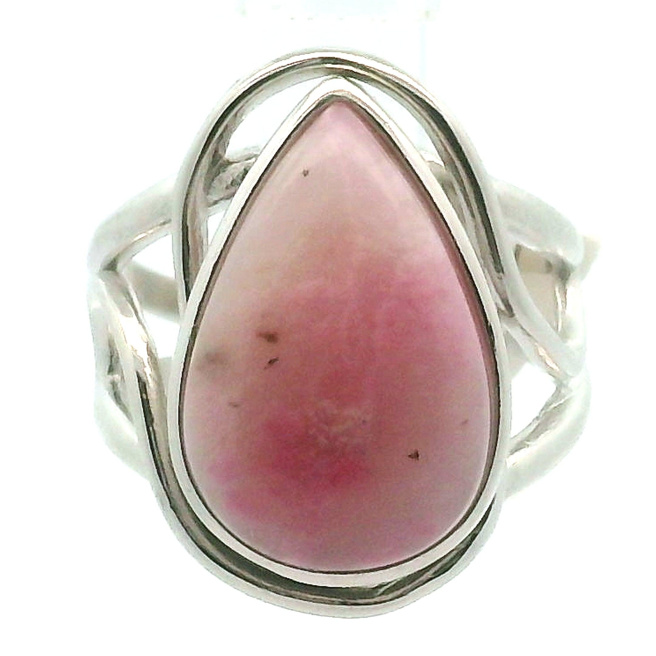 Pink Petalite Cuff Ring 925 Silver for Joy, Love and Empowerment