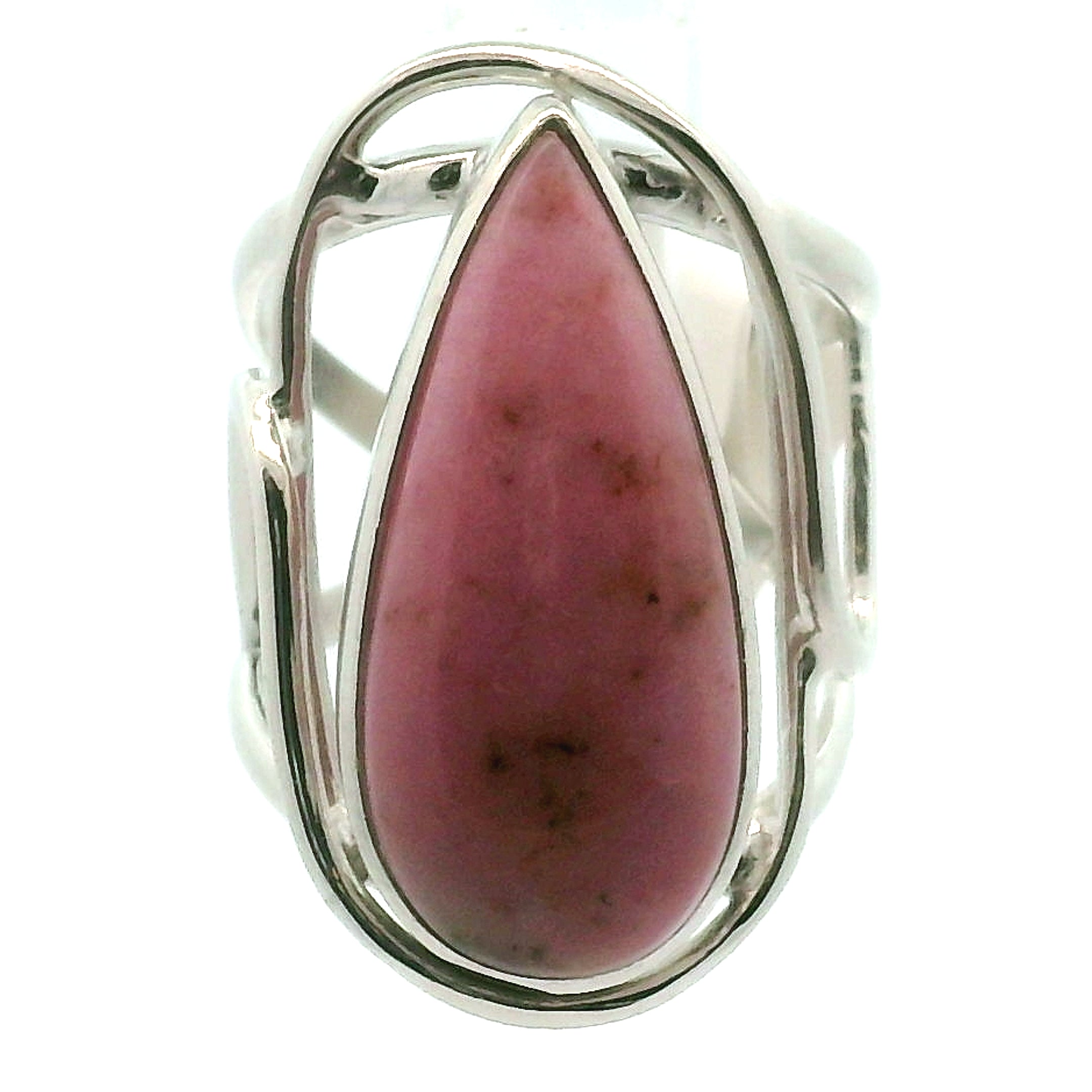 Pink Petalite Cuff Ring 925 Silver for Joy, Love and Empowerment