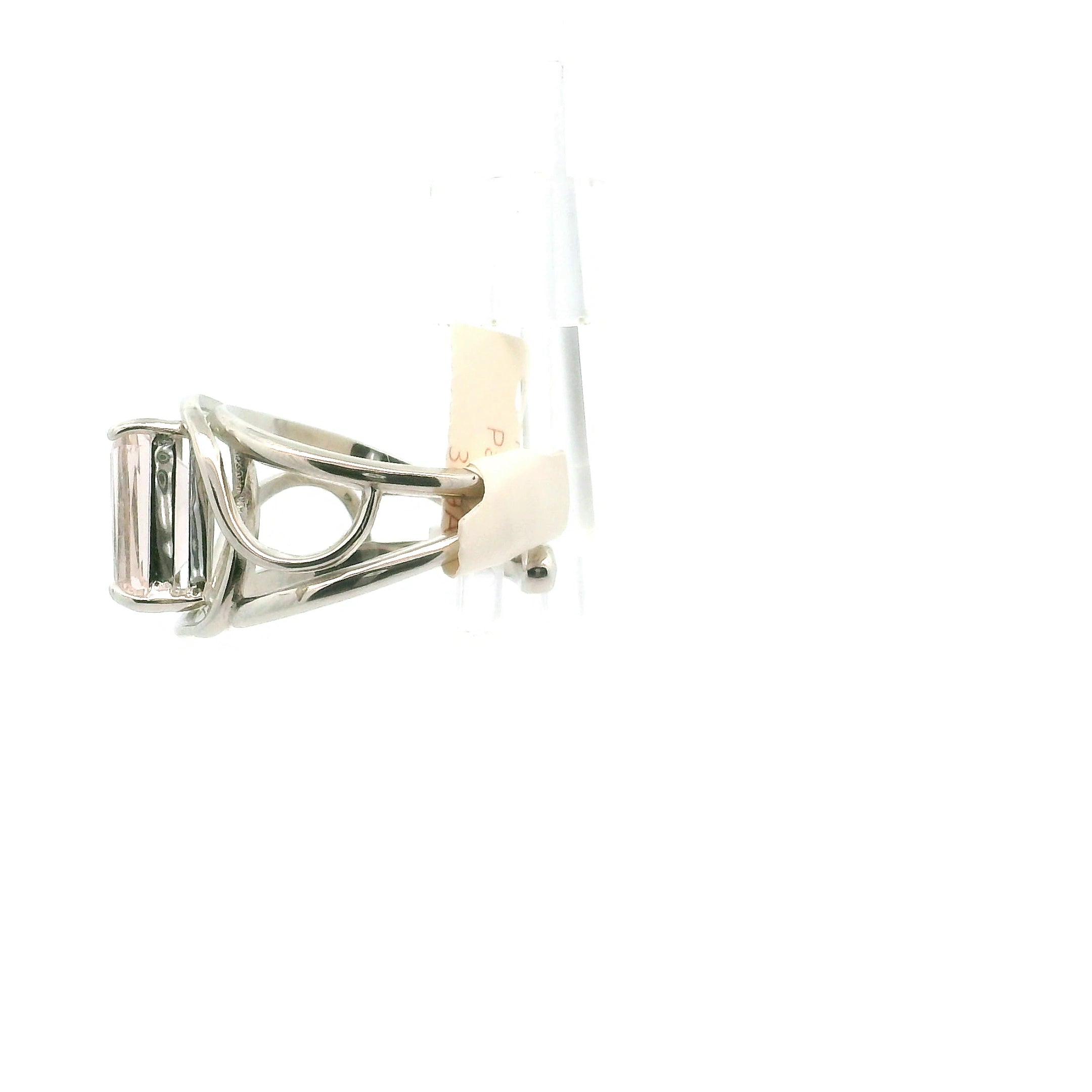 Pink Fluorite Emerald Cut Cuff Ring .925 Silver for Clearing Energy Fields and Focusing on your Goals