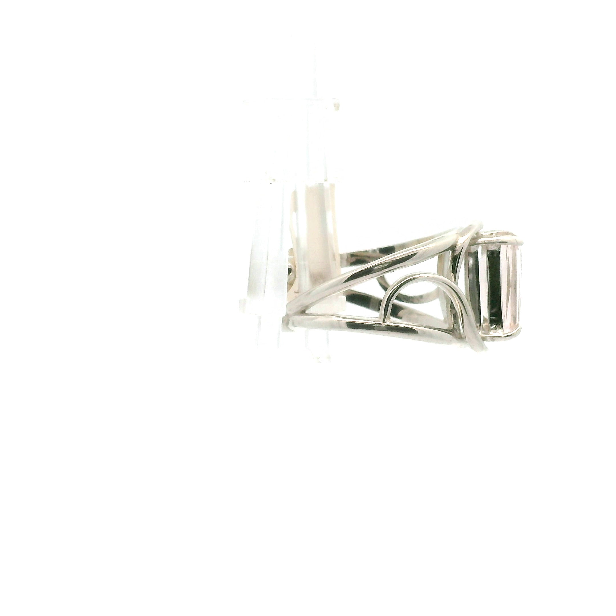 Pink Fluorite Emerald Cut Cuff Ring .925 Silver for Clearing Energy Fields and Focusing on your Goals