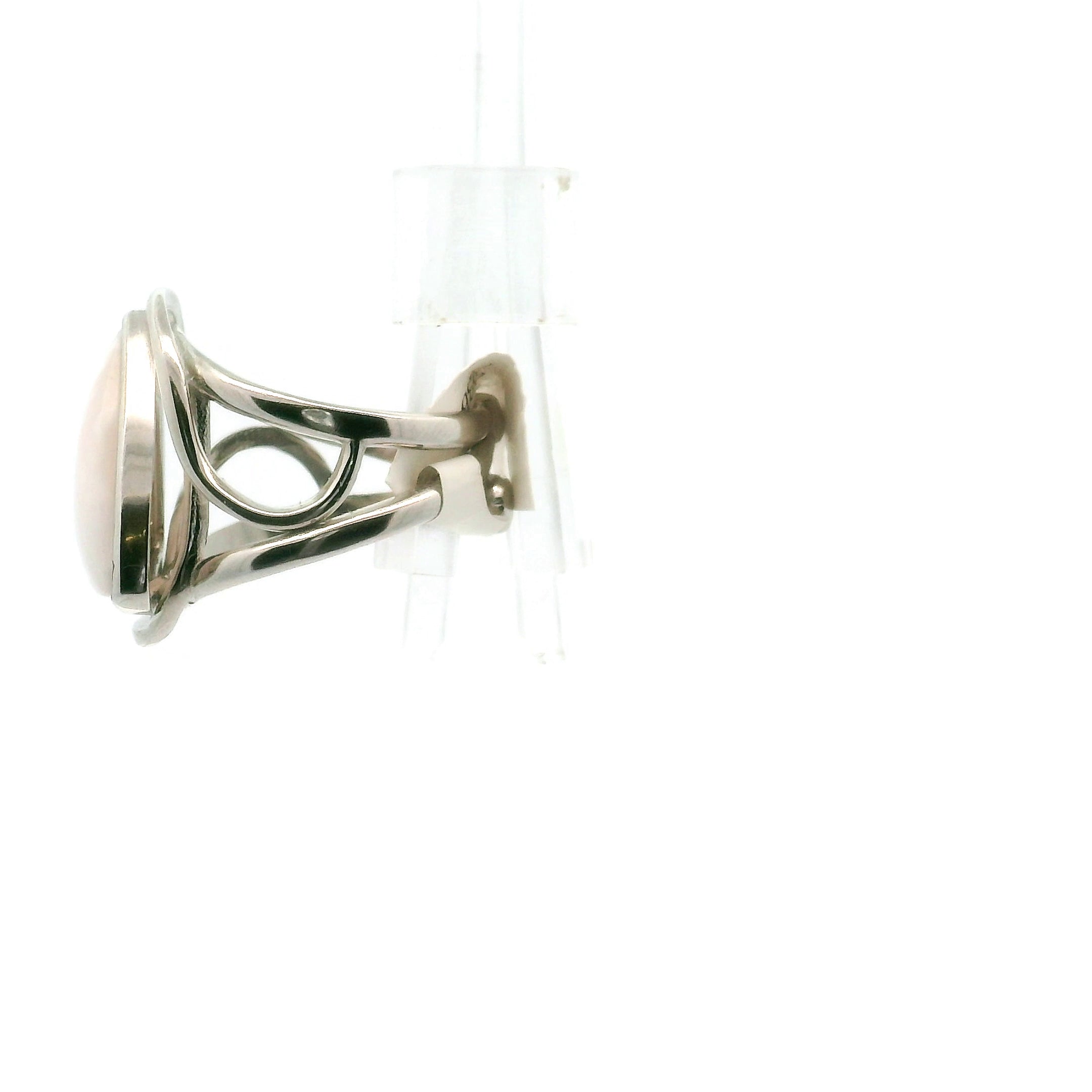 Mangano Calcite Cuff Ring .925 Silver for Soothing the Emotional Body and Divine Love