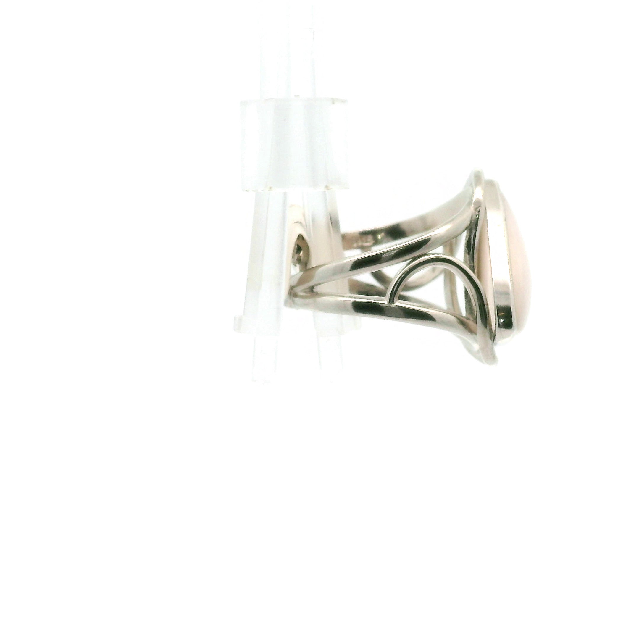 Mangano Calcite Cuff Ring .925 Silver for Soothing the Emotional Body and Divine Love