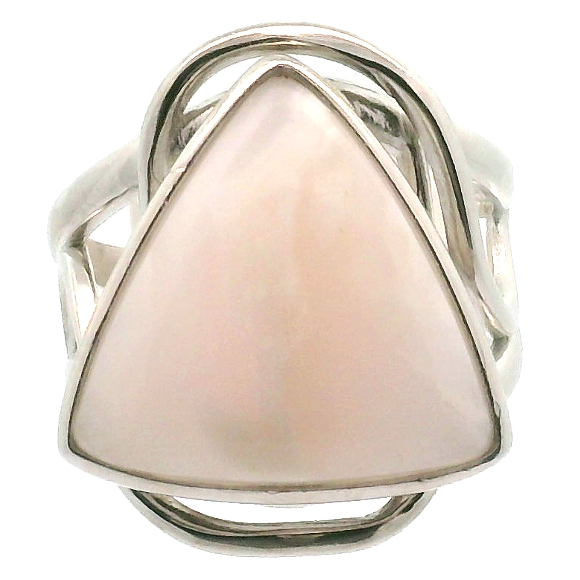 Mangano Calcite Cuff Ring .925 Silver for Soothing the Emotional Body and Divine Love