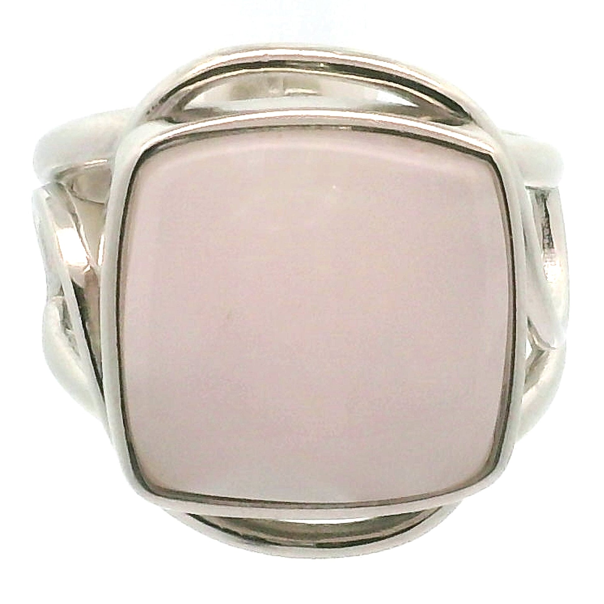Mangano Calcite Cuff Ring .925 Silver for Soothing the Emotional Body and Divine Love