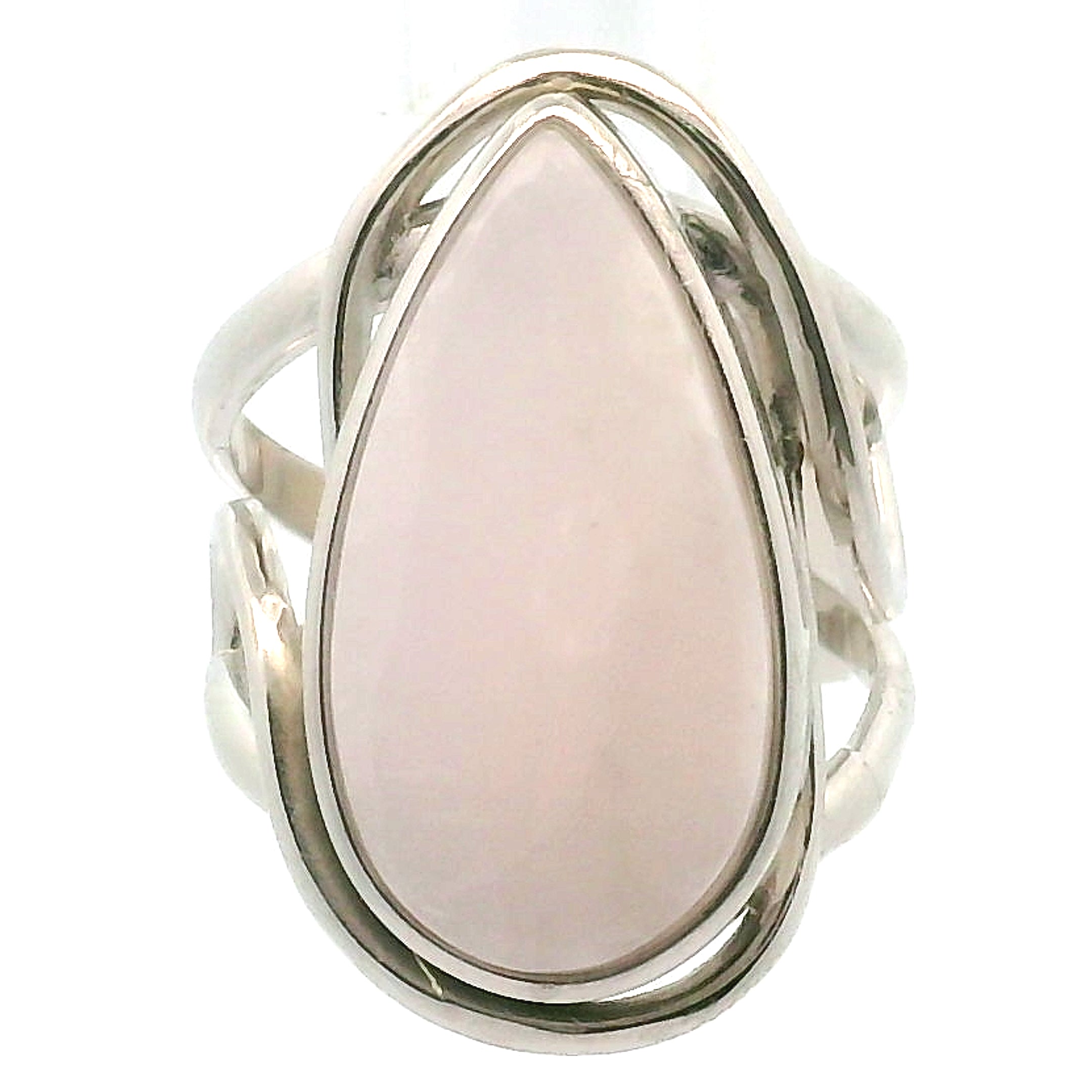 Mangano Calcite Cuff Ring .925 Silver for Soothing the Emotional Body and Divine Love