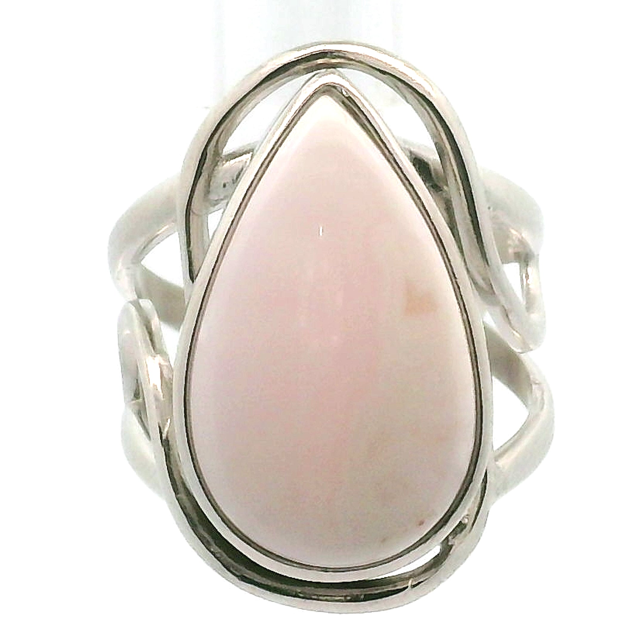 Mangano Calcite Cuff Ring .925 Silver for Soothing the Emotional Body and Divine Love