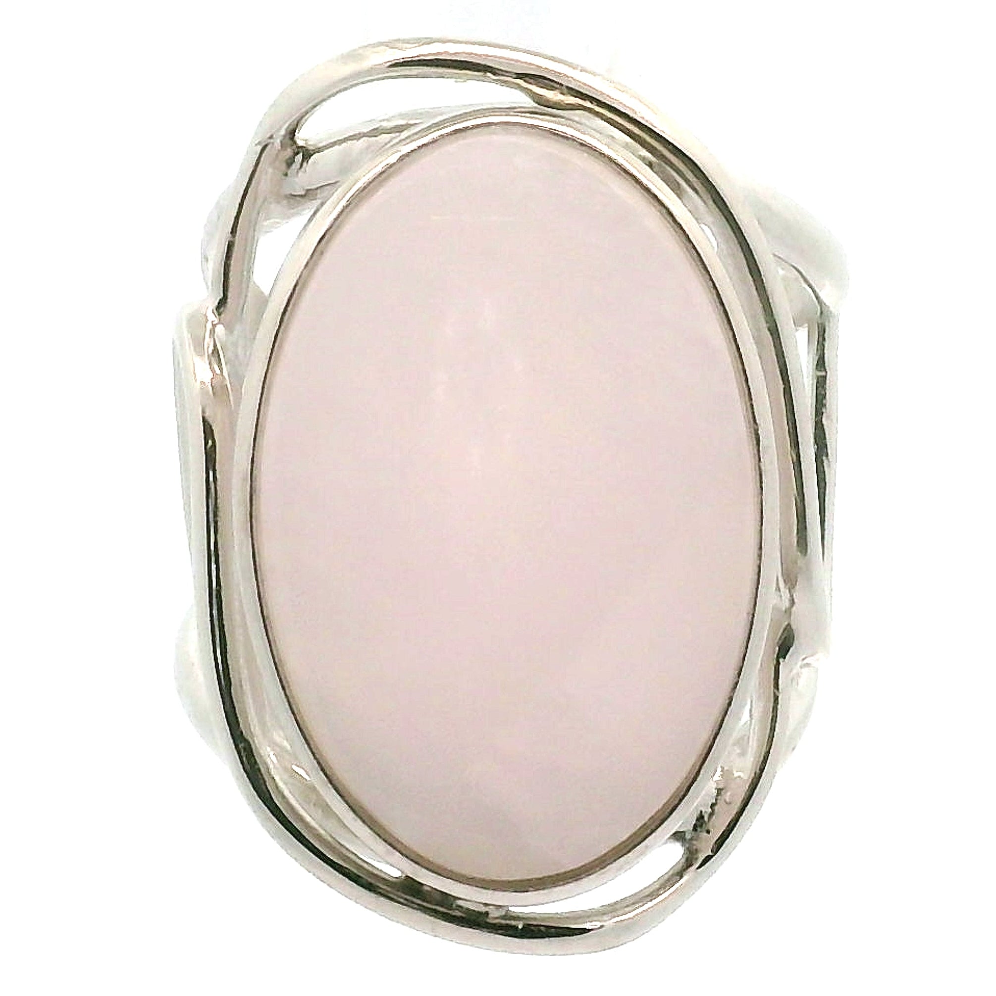 Mangano Calcite Cuff Ring .925 Silver for Soothing the Emotional Body and Divine Love