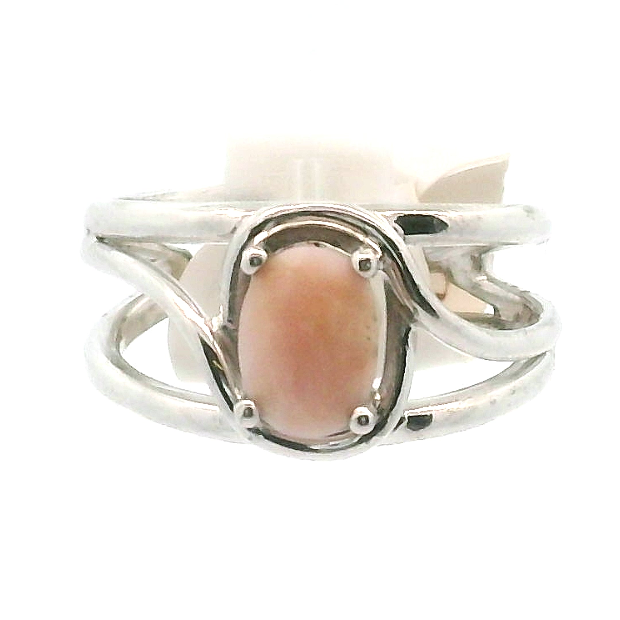 Pink Opal Midi Cuff Ring .925 Silver for Love, Romance and Peace