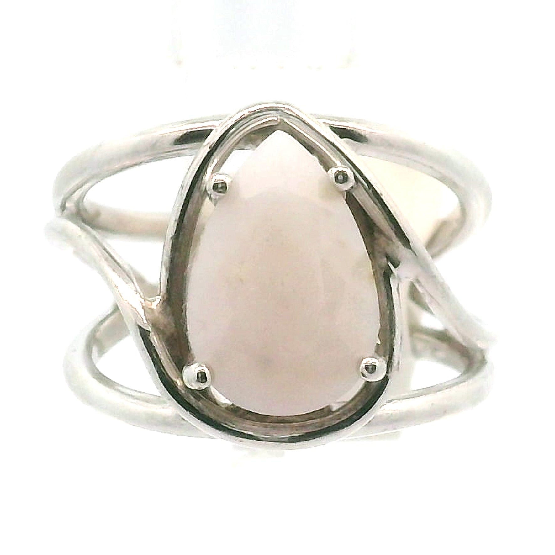 Pink Opal Cuff Ring .925 Silver for Love, Romance and Peace