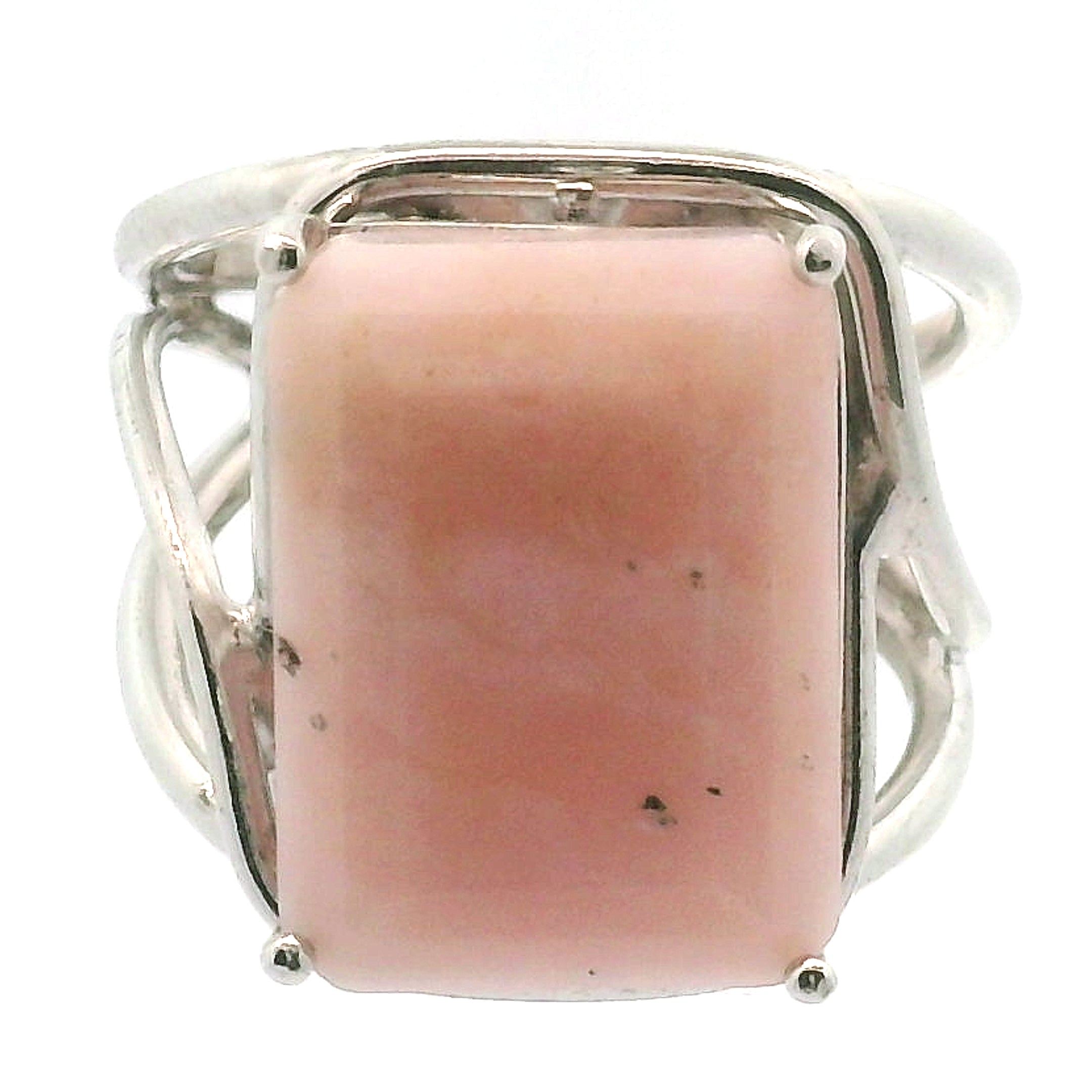 Pink Opal Cuff Ring .925 Silver for Love, Romance and Peace