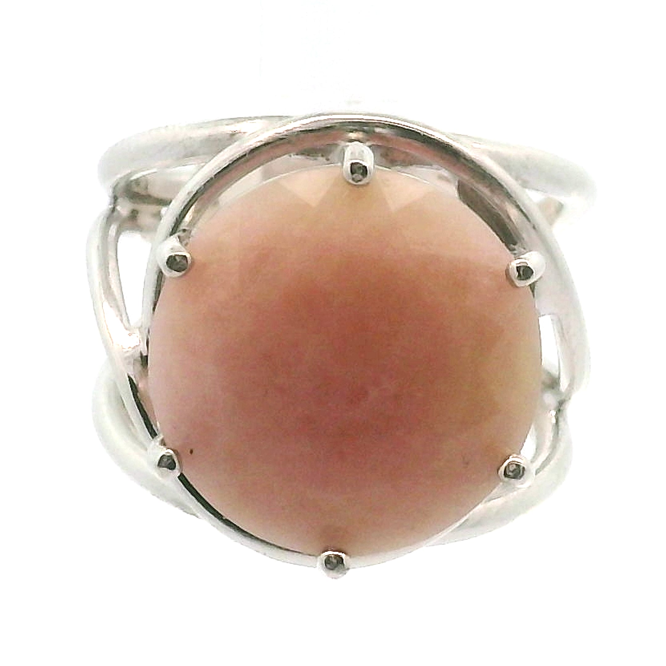 Pink Opal Cuff Ring .925 Silver for Love, Romance and Peace
