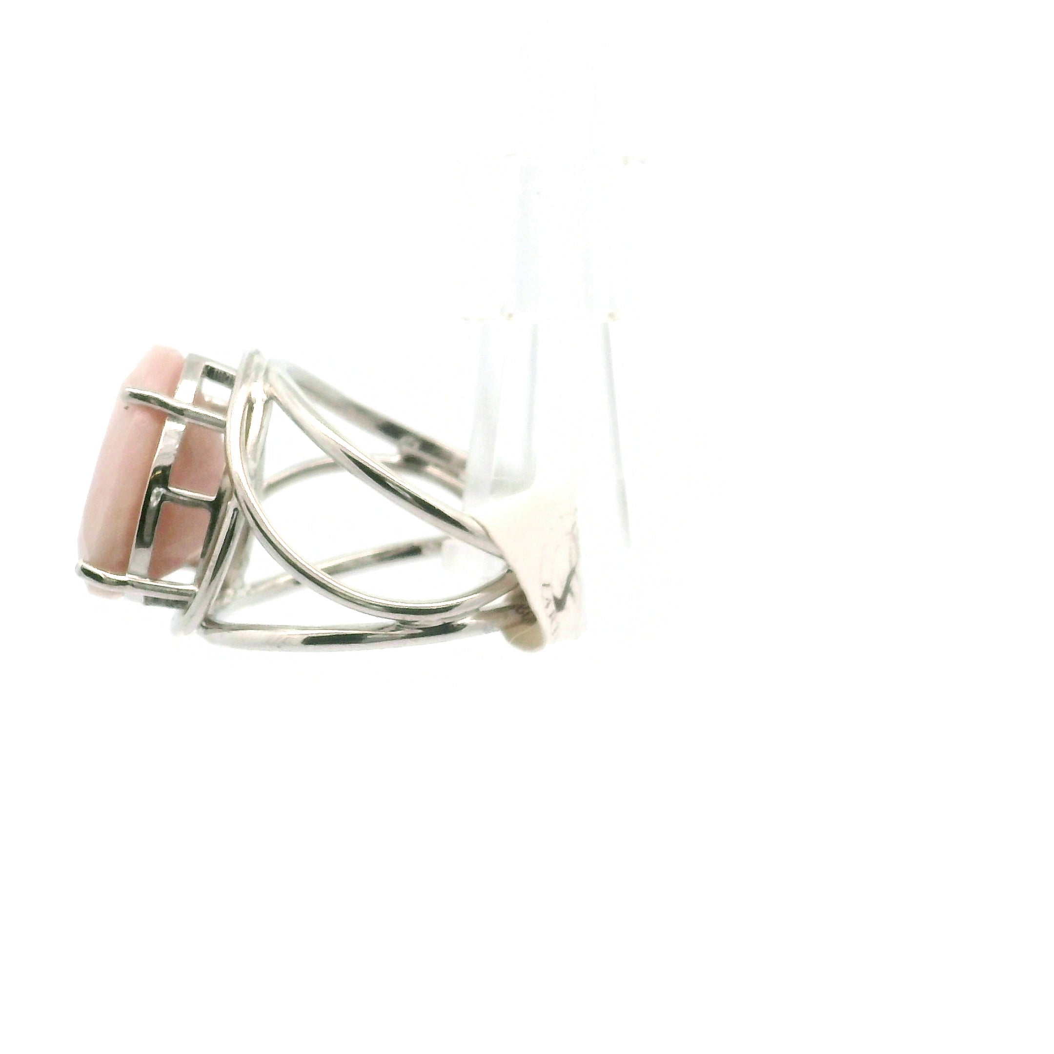 Pink Opal Cuff Ring .925 Silver for Love, Romance and Peace