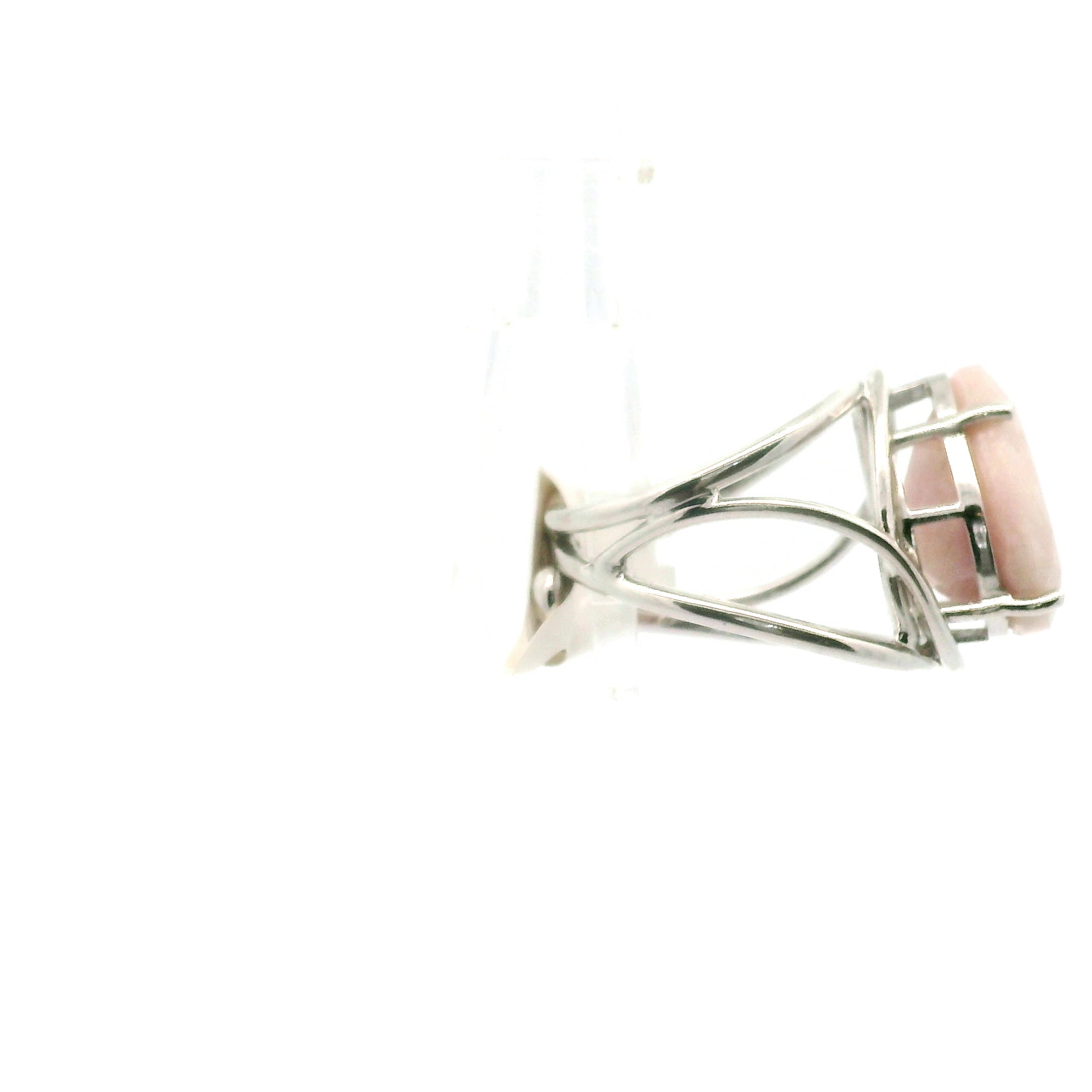 Pink Opal Cuff Ring .925 Silver for Love, Romance and Peace