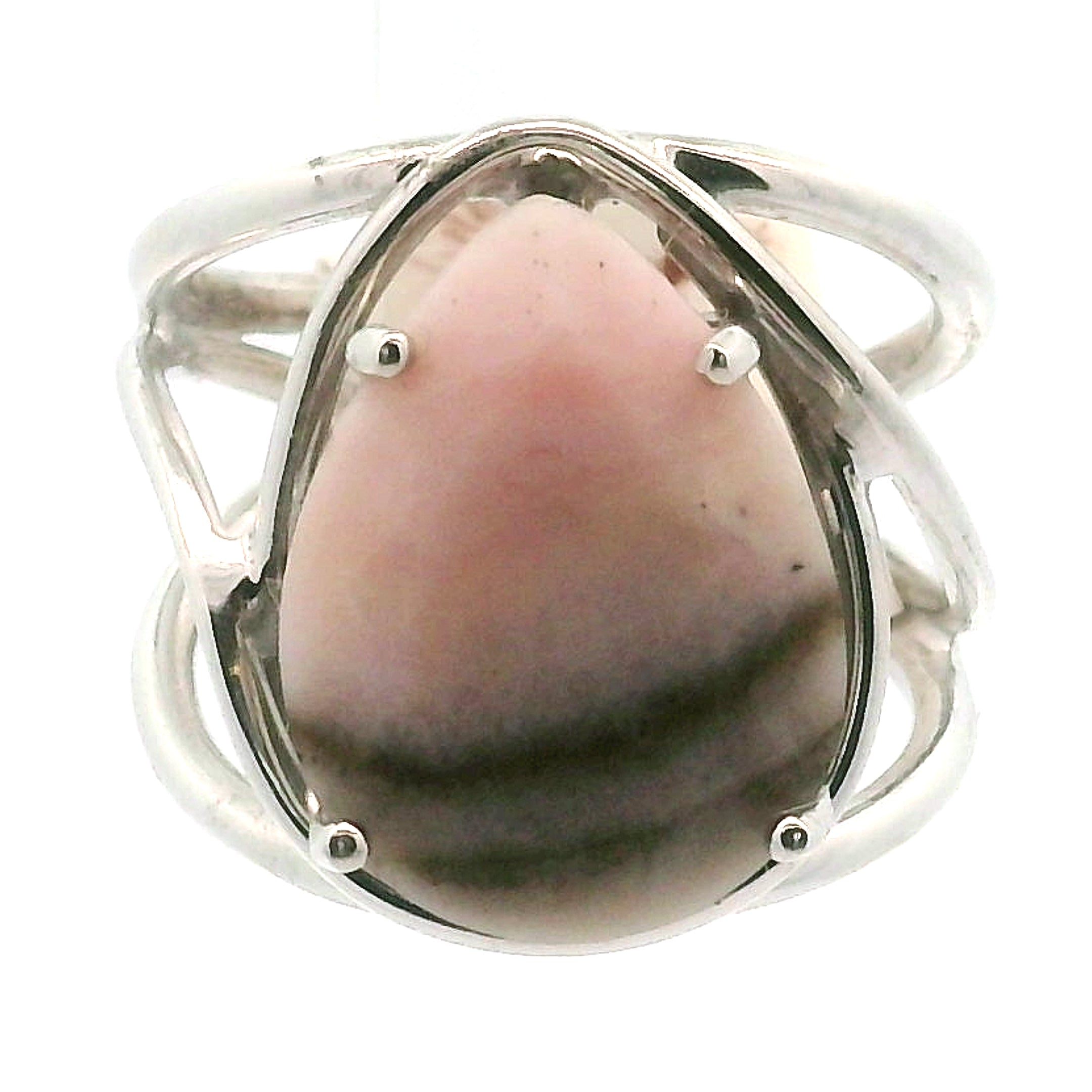 Pink Opal Cuff Ring .925 Silver for Love, Romance and Peace