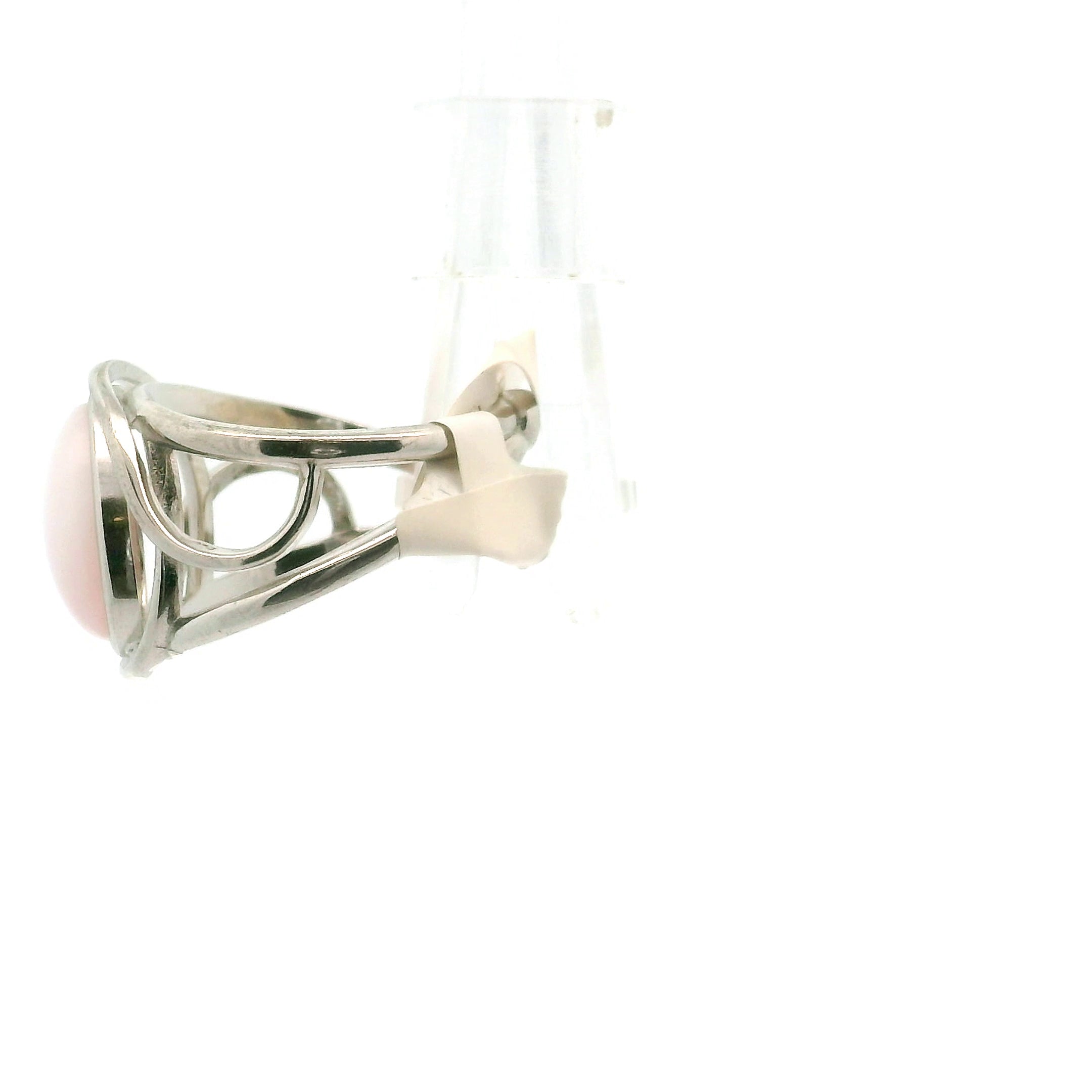 Peruvian Pink Opal Cuff Ring .925 Silver for Love, Romance and Peace