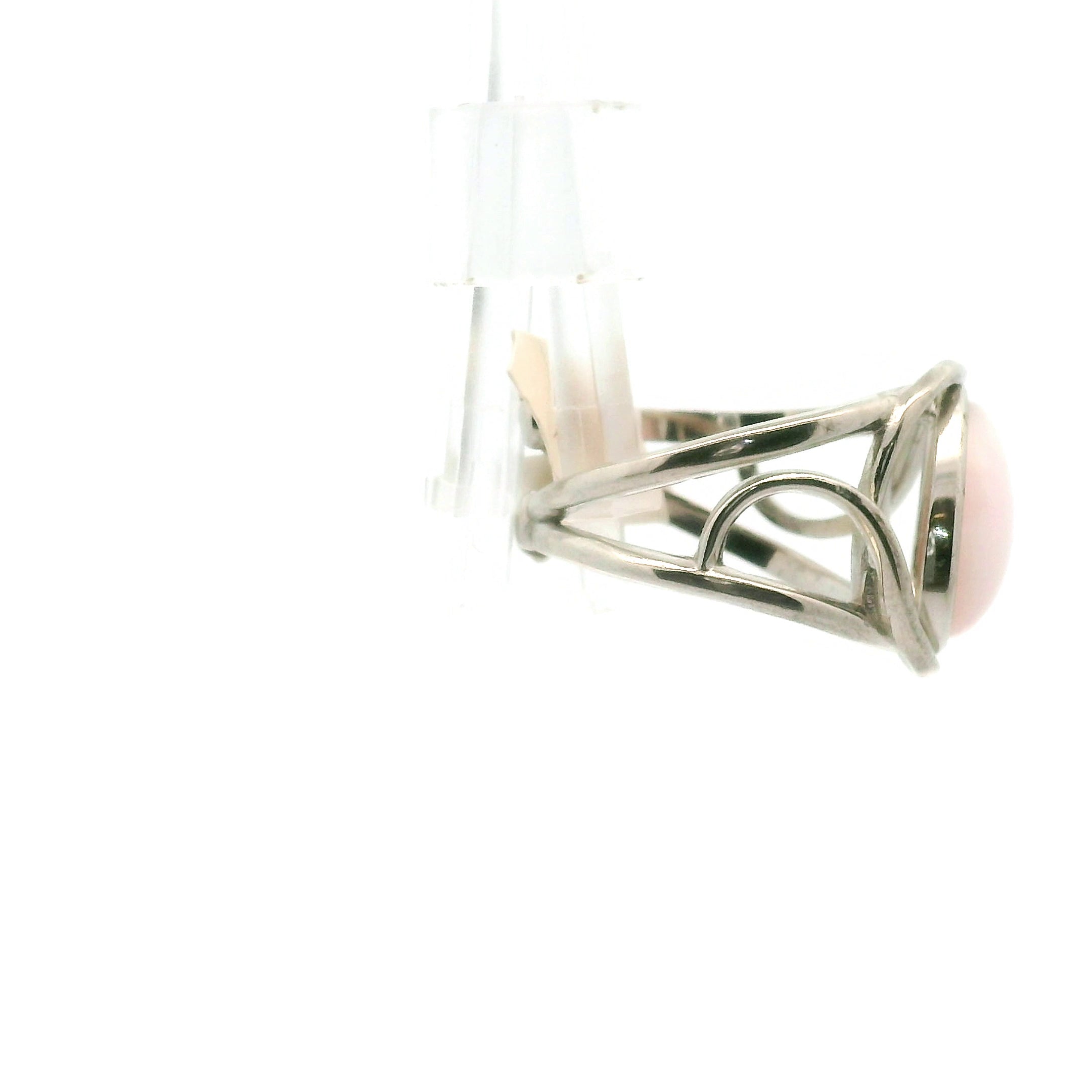 Peruvian Pink Opal Cuff Ring .925 Silver for Love, Romance and Peace