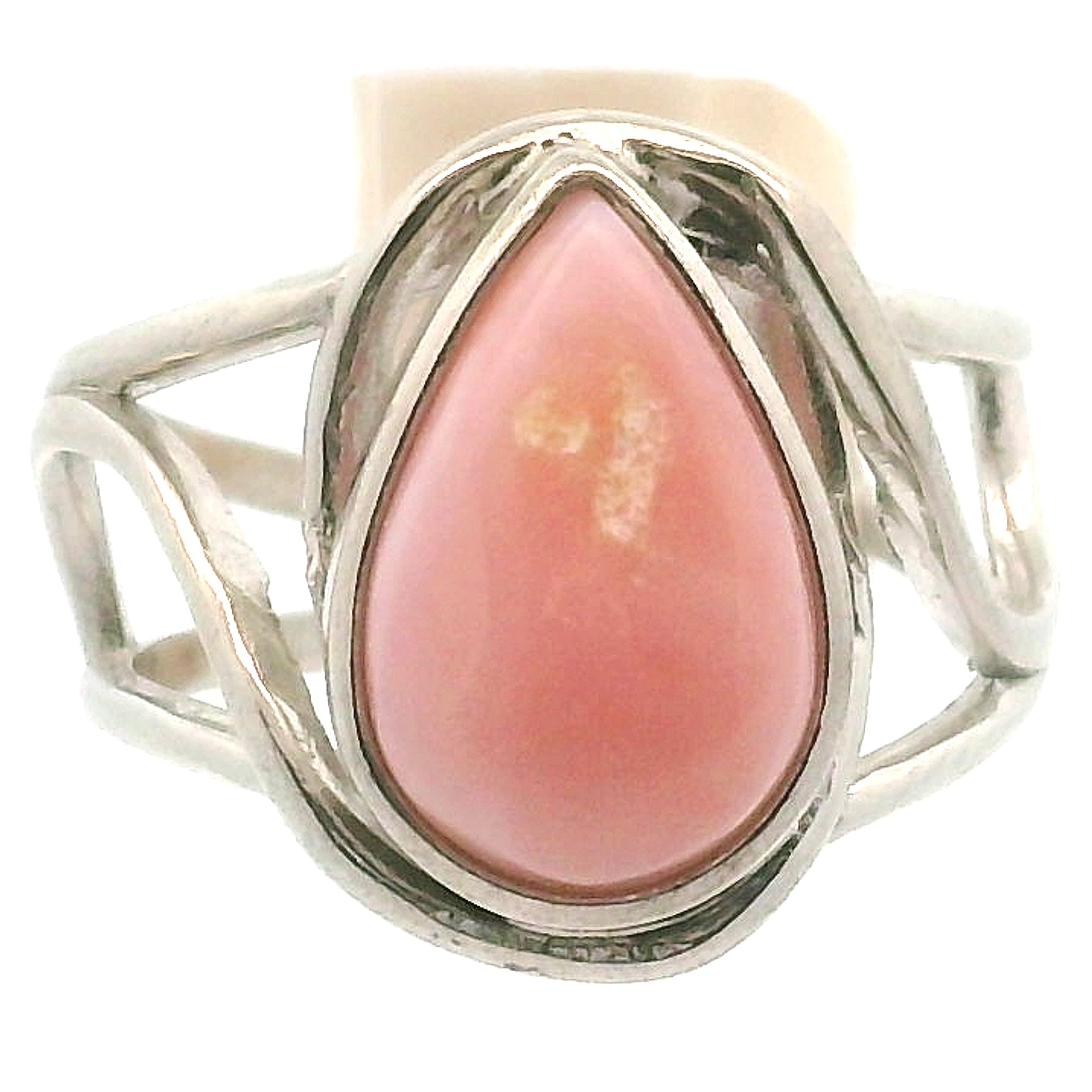Peruvian Pink Opal Cuff Ring .925 Silver for Love, Romance and Peace