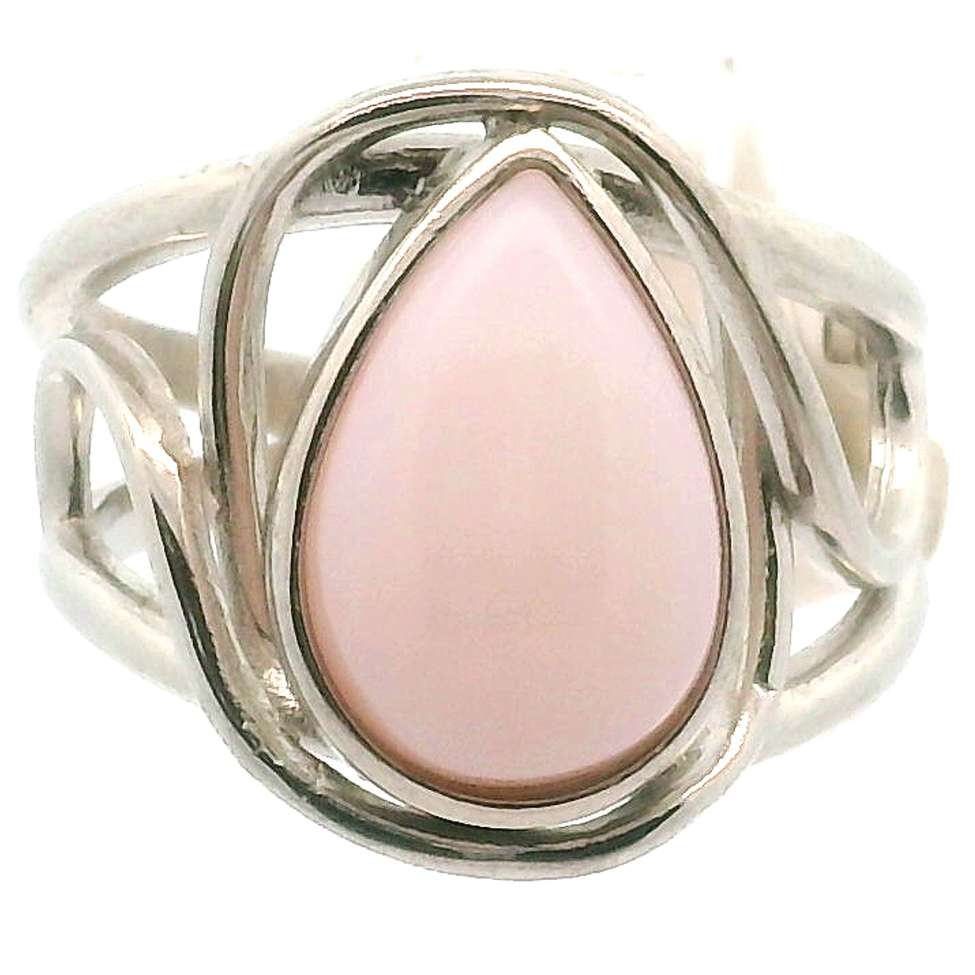 Peruvian Pink Opal Cuff Ring .925 Silver for Love, Romance and Peace