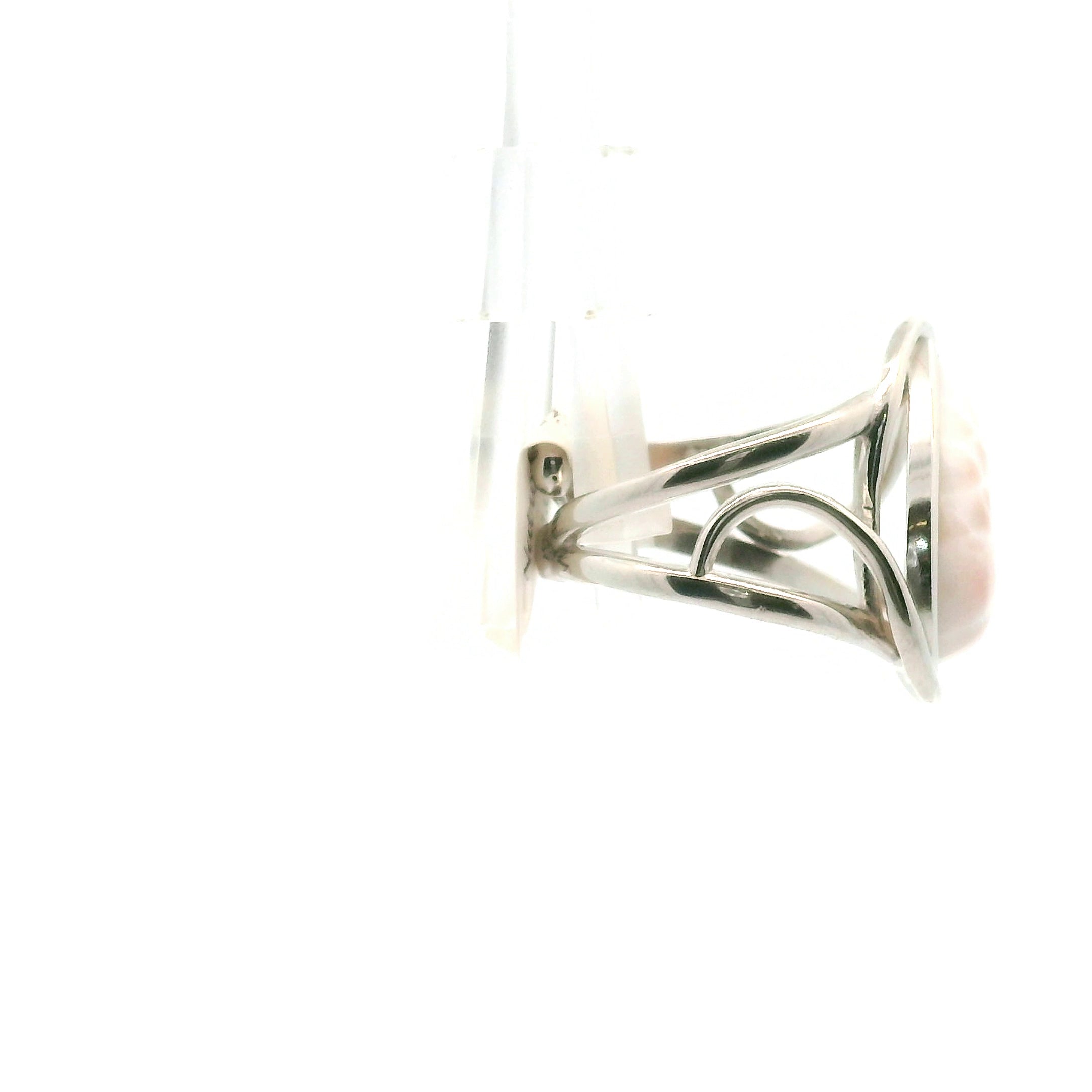 Pink Natrolite Cuff Ring .925 Silver for Astral Travel, Higher Consciousness and Protection