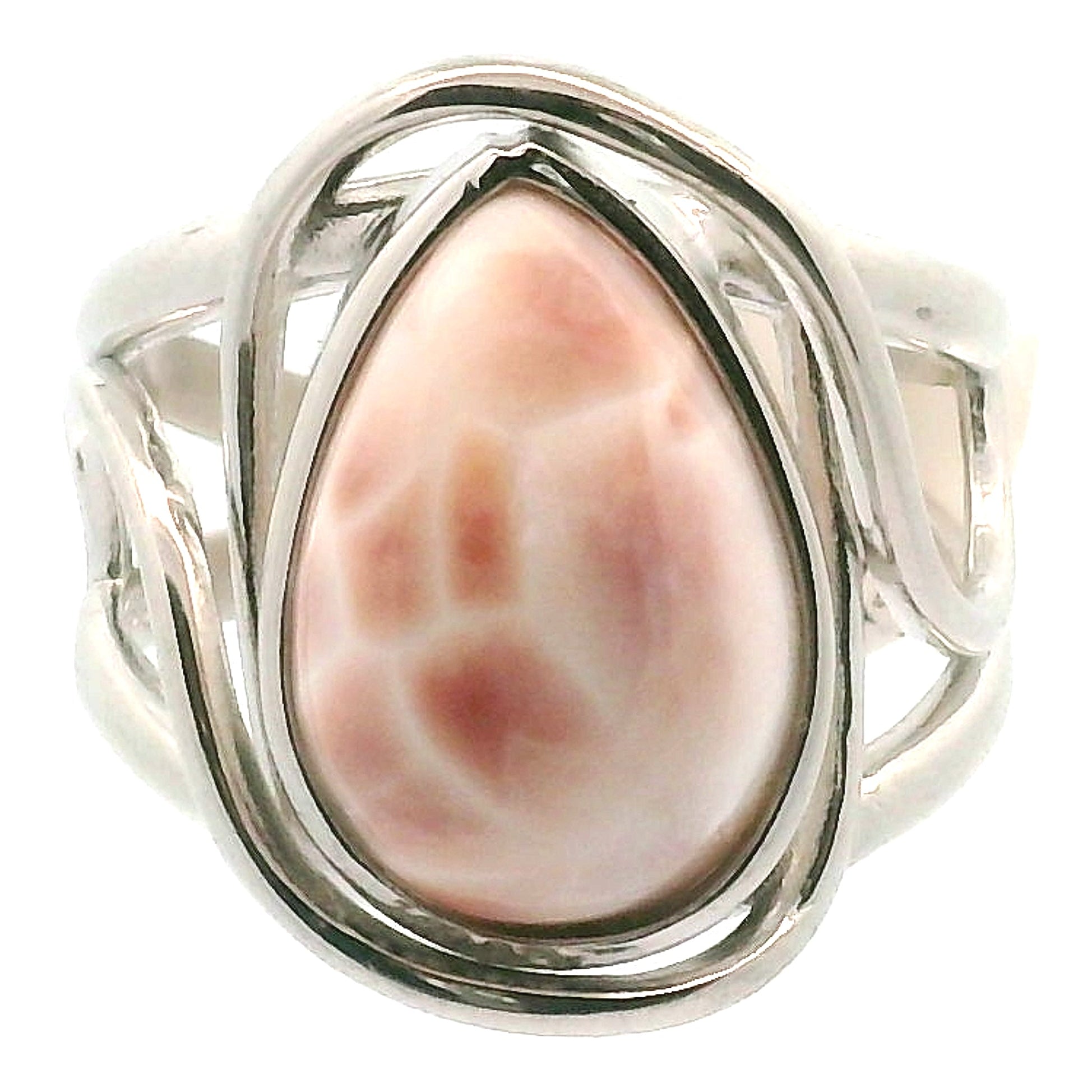 Pink Natrolite Cuff Ring .925 Silver for Astral Travel, Higher Consciousness and Protection