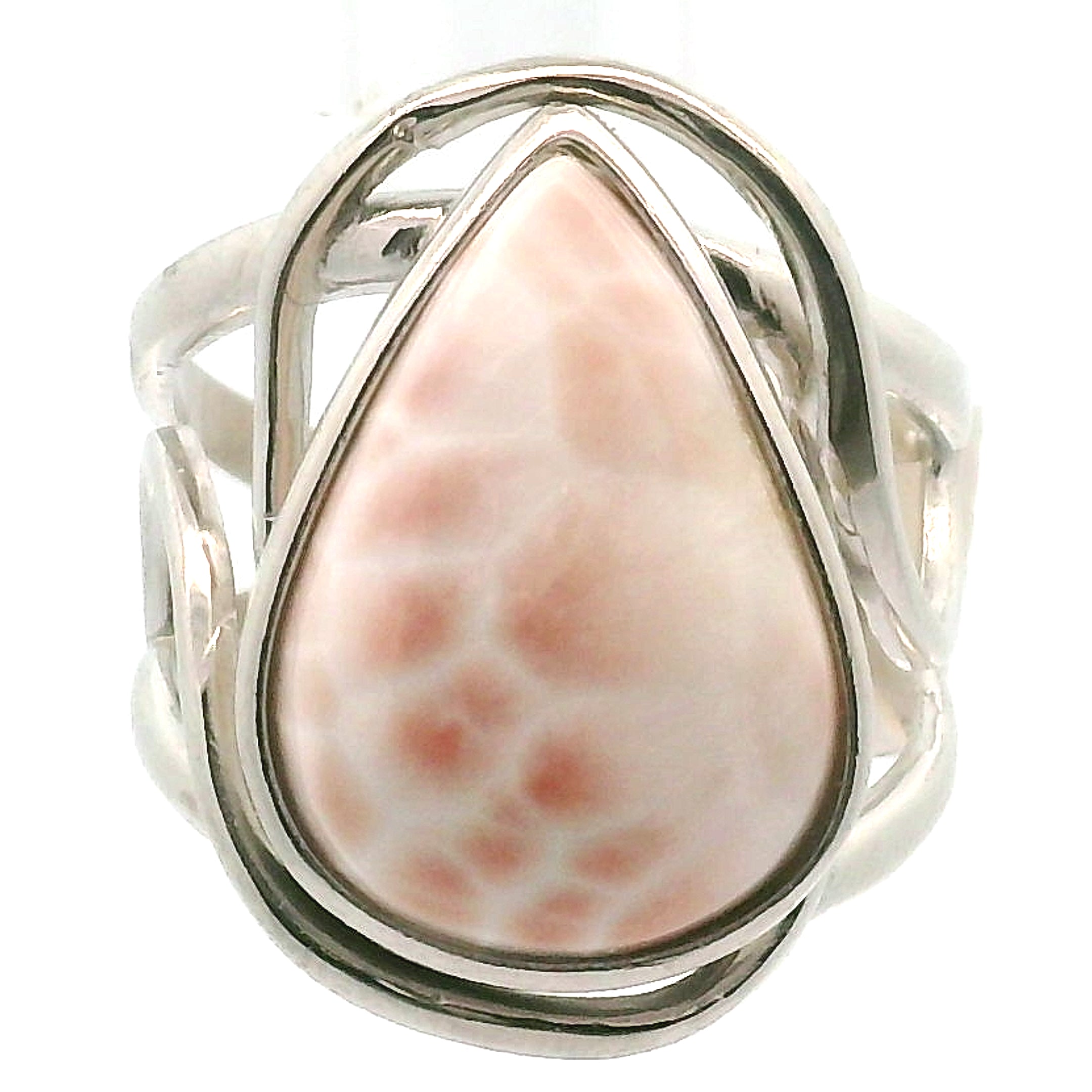 Pink Natrolite Cuff Ring .925 Silver for Astral Travel, Higher Consciousness and Protection